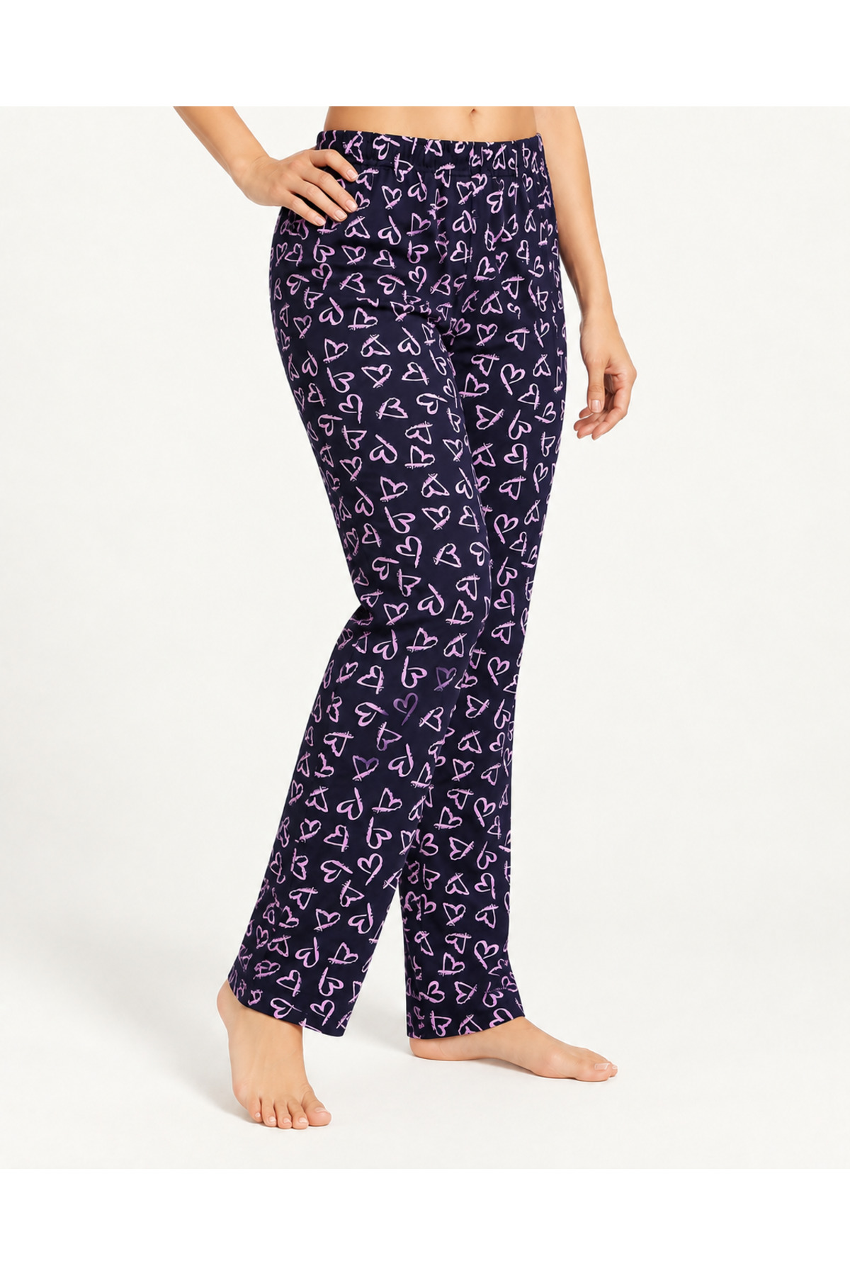 Kadın Premium Desenli Rahat Kesim Mor Pijama Altı 4772 4