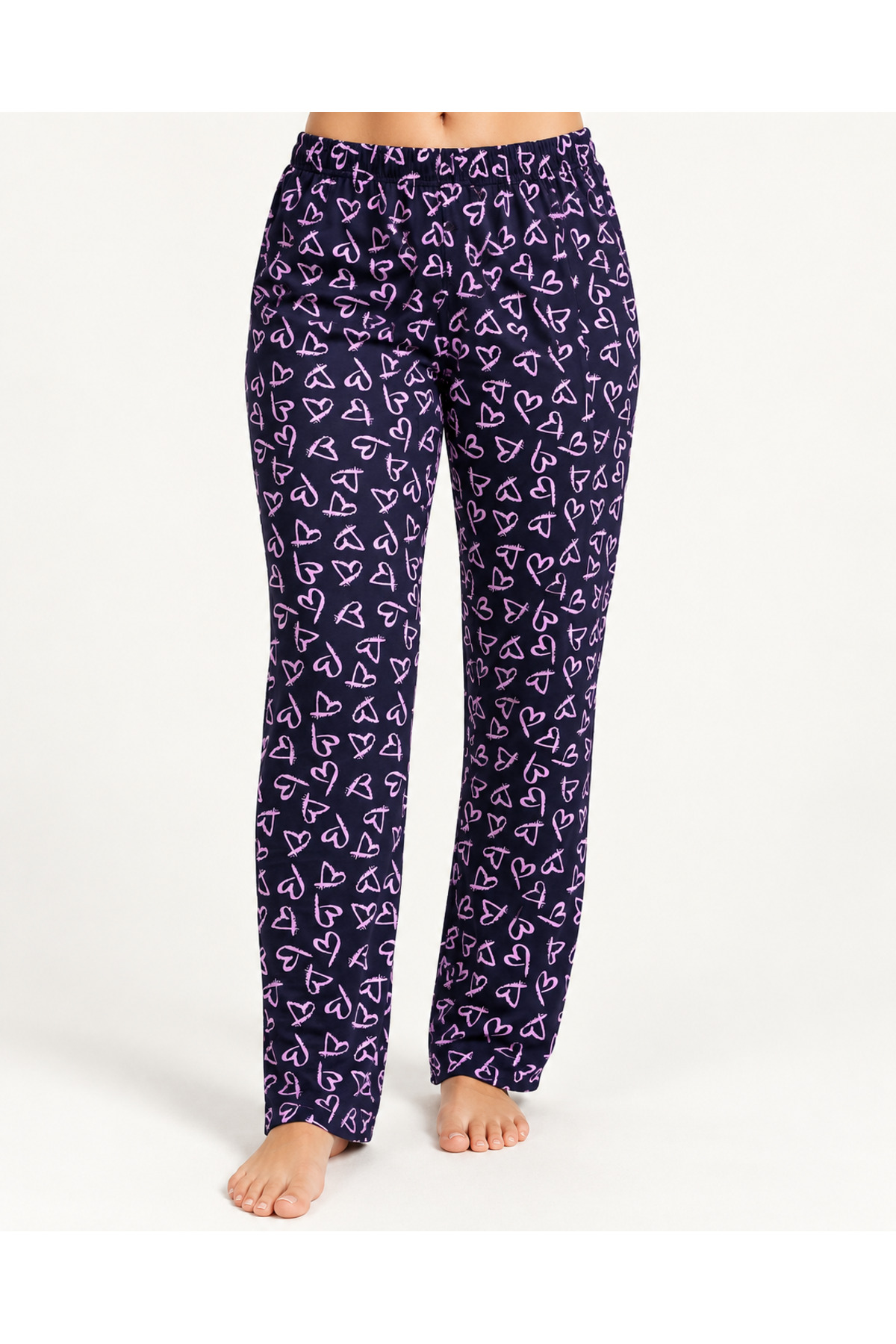 Kadın Premium Desenli Rahat Kesim Mor Pijama Altı 4772 3