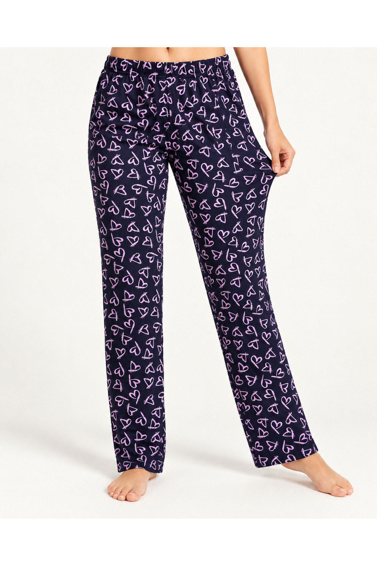 Kadın Premium Desenli Rahat Kesim Mor Pijama Altı 4772 5