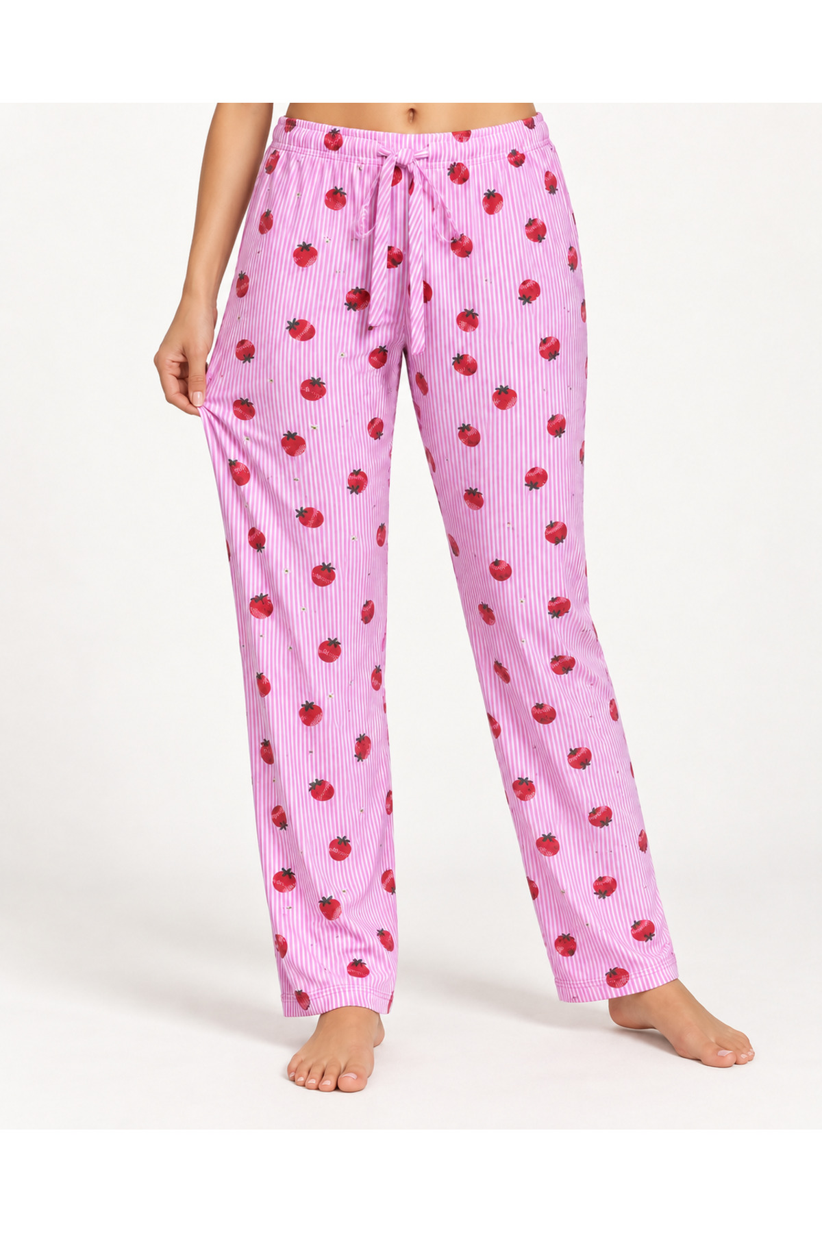 Kadın Premium Desenli Rahat Kesim Pembe Pijama Altı 4774 5