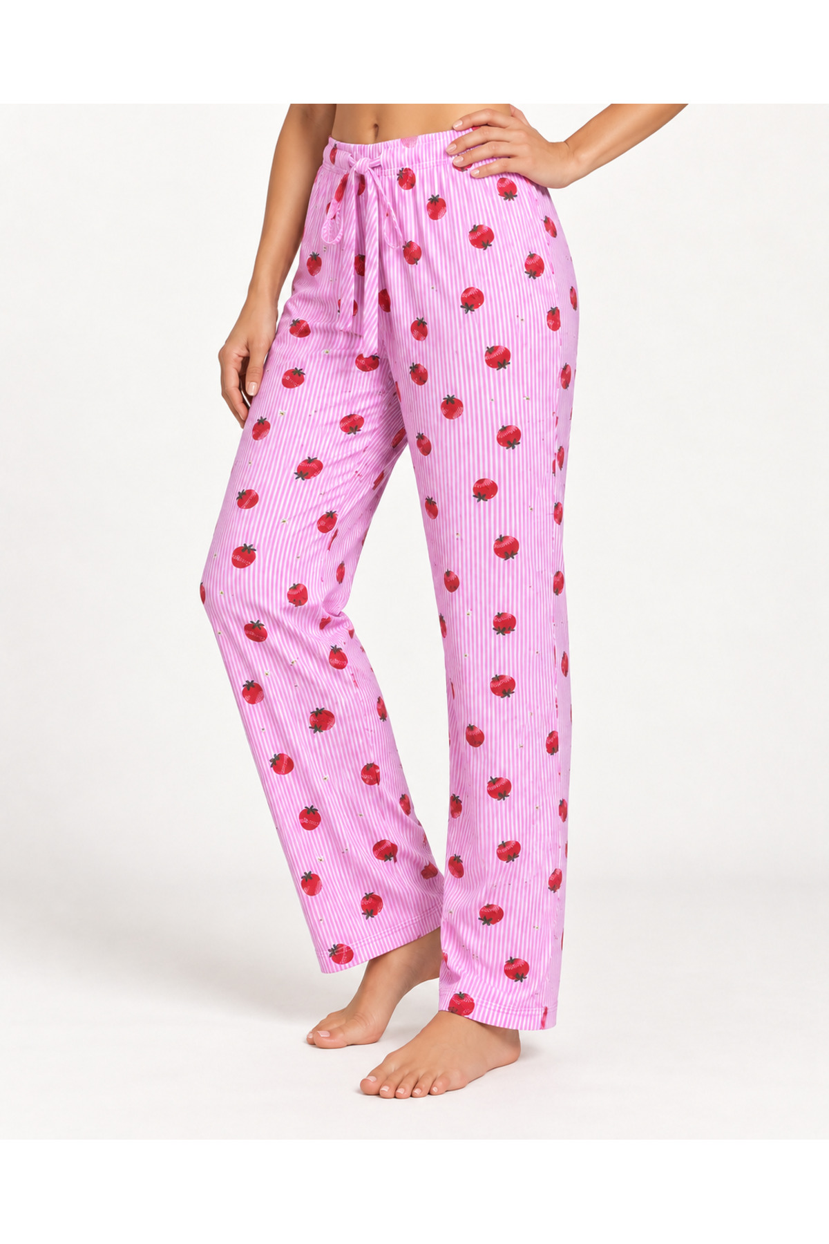 Kadın Premium Desenli Rahat Kesim Pembe Pijama Altı 4774 4