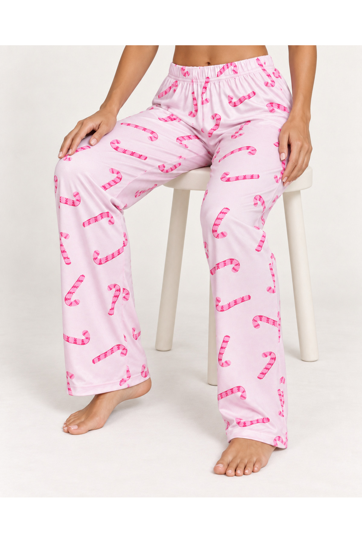 Kadın Premium Desenli Rahat Kesim Pudra Pijama Altı 4773 4