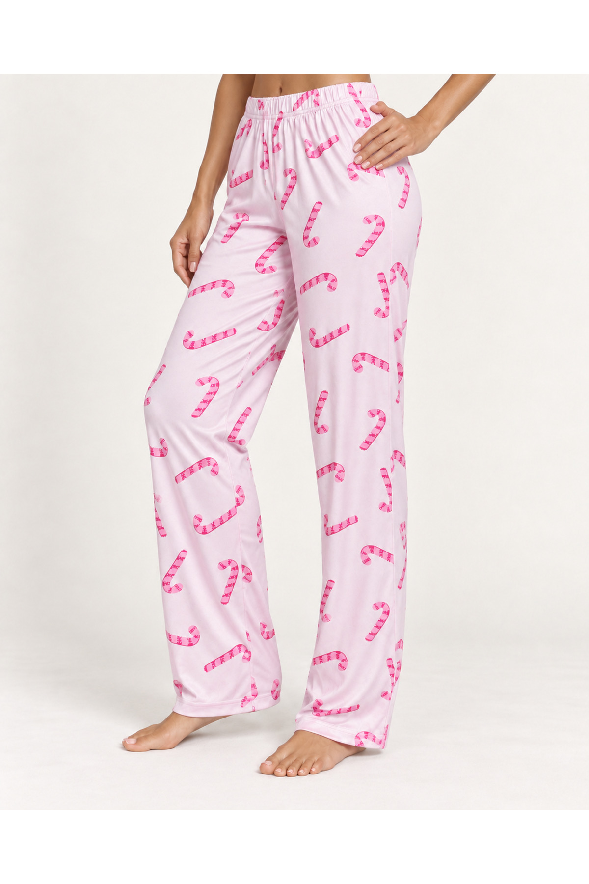 Kadın Premium Desenli Rahat Kesim Pudra Pijama Altı 4773 3