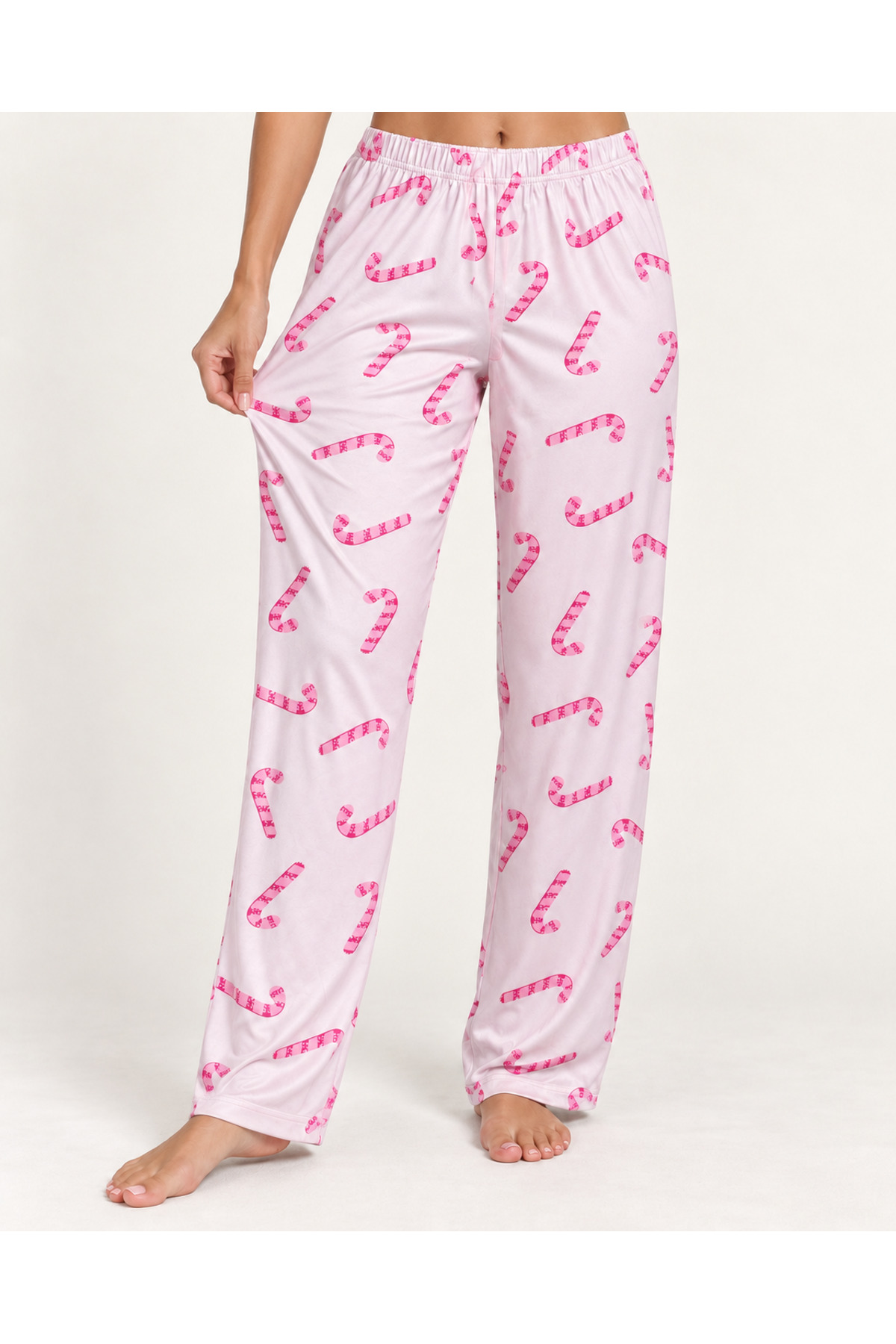 Kadın Premium Desenli Rahat Kesim Pudra Pijama Altı 4773 5