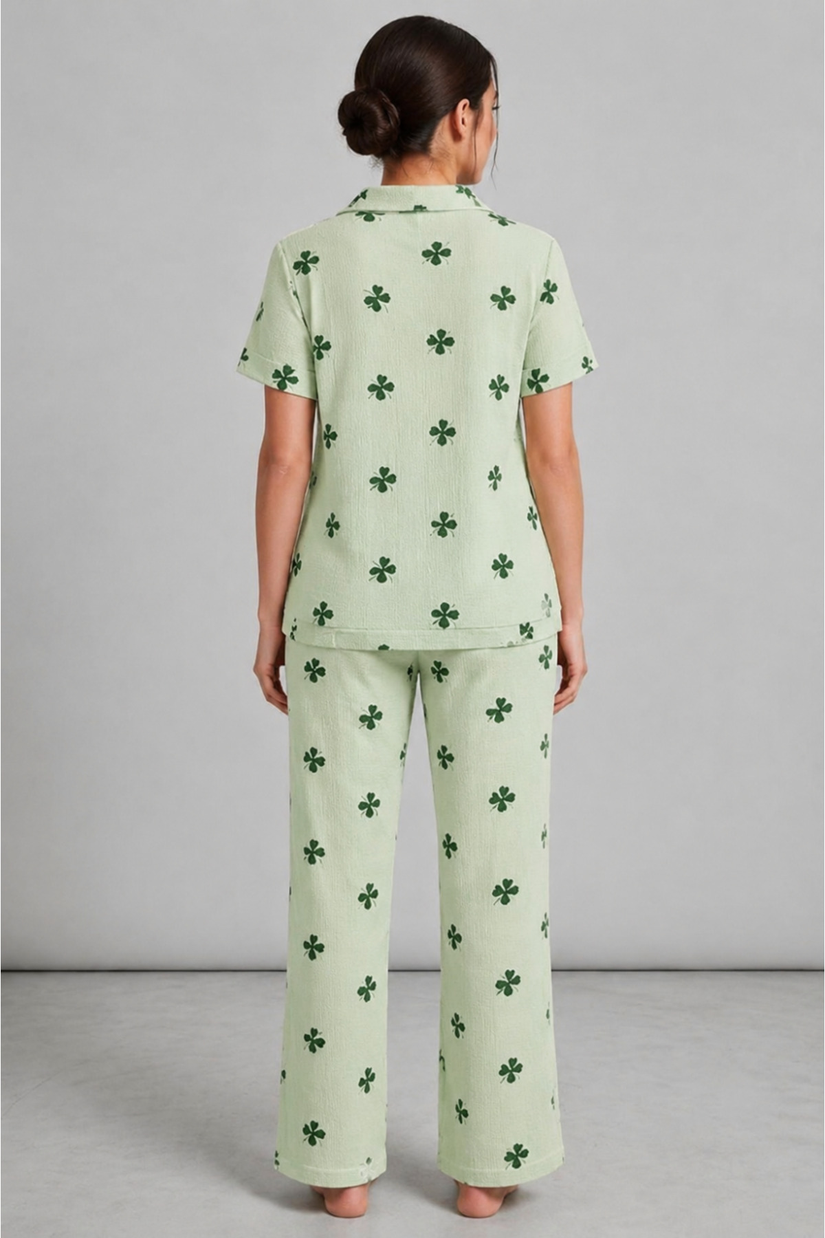 Kadın Kısa Kol Comfort Yeşil Pijama Takımı 4724 3