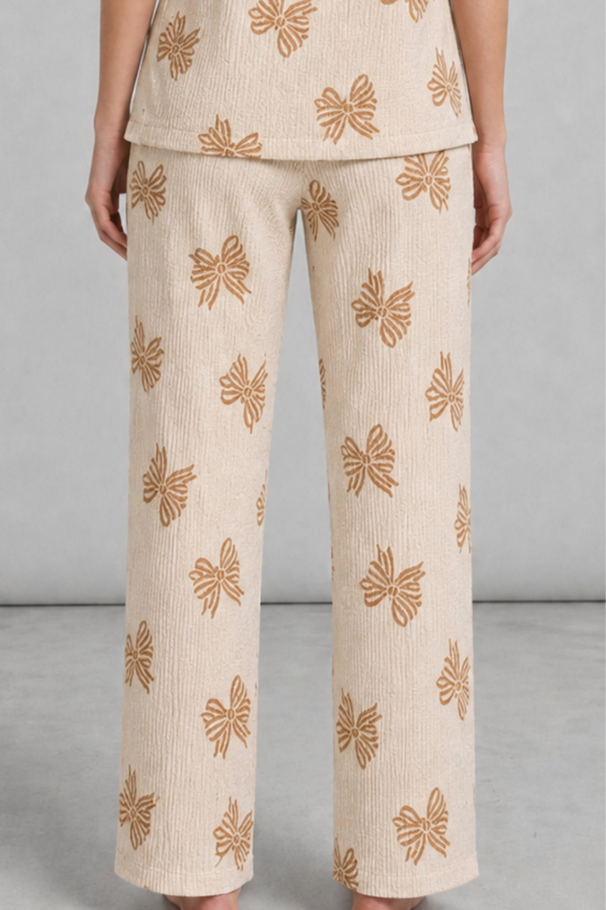 Kadın Kısa Kol Desenli Ekru Pijama Takımı 4739 6