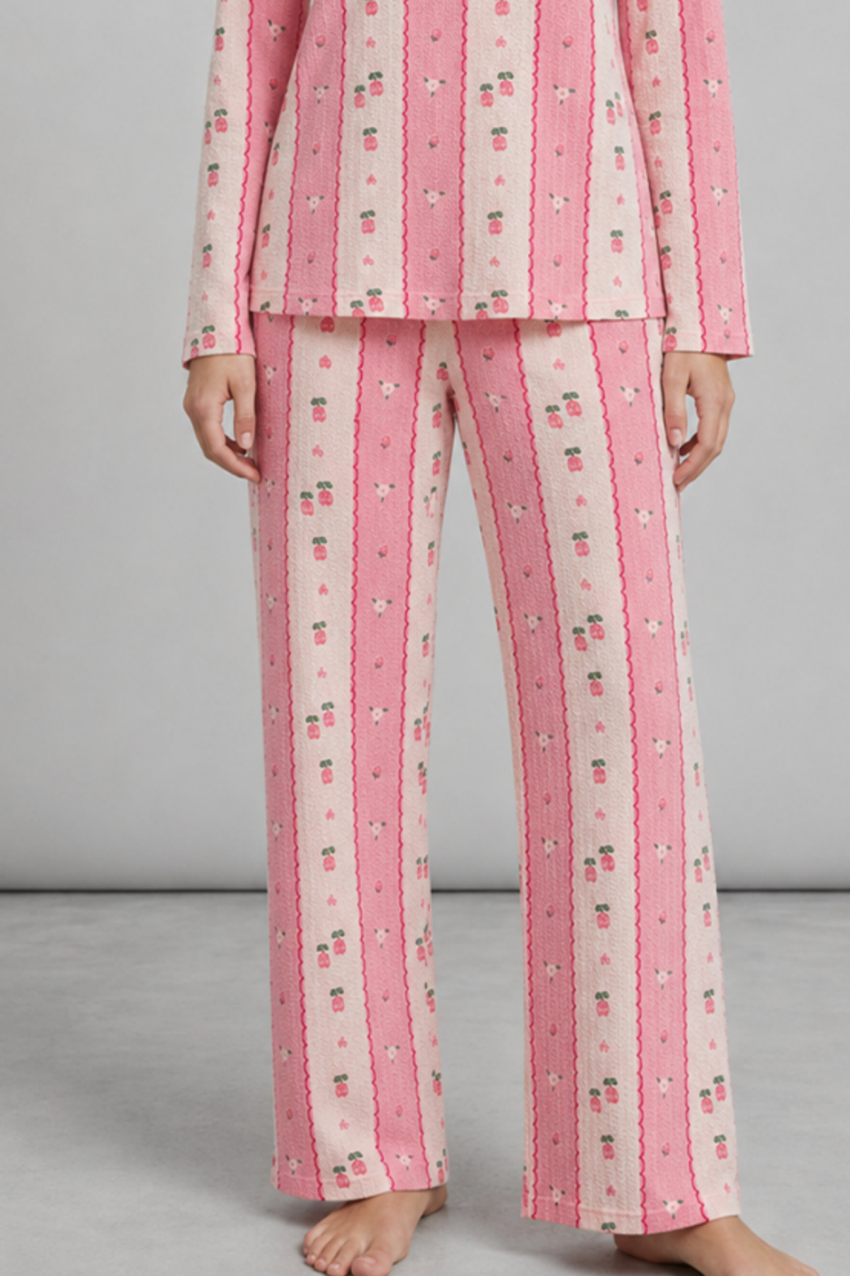 Kadın Bol Paça Relaxed Pembe Pijama Takımı 4692 5