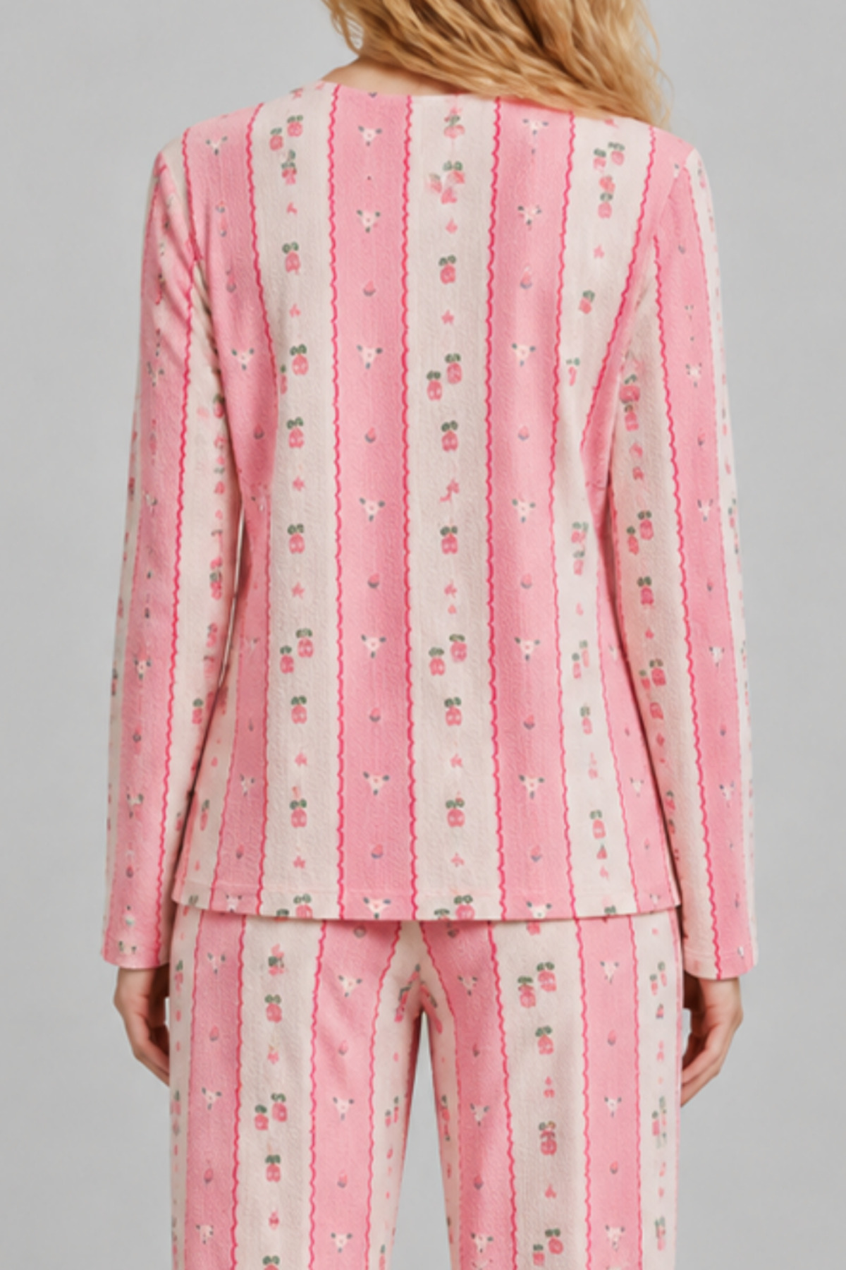 Kadın Bol Paça Relaxed Pembe Pijama Takımı 4692 6