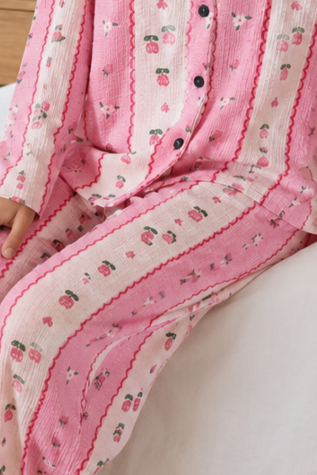 Kadın Desenli Relaxed Pembe Pijama Takımı 4658 6