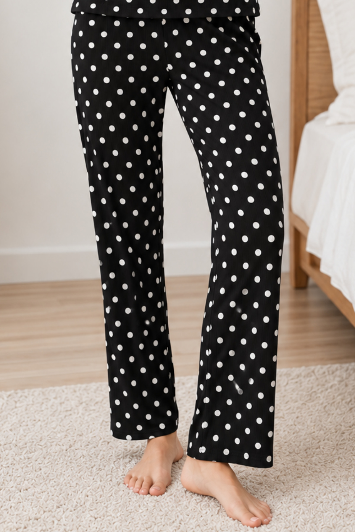 Kadın Desenli İkili Siyah Rahat Pijama Takımı 4814 6