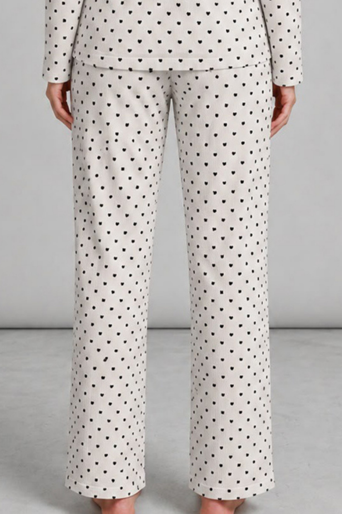 Kadın Uzun Kol Rahat Beyaz Pijama Takımı 4758 6