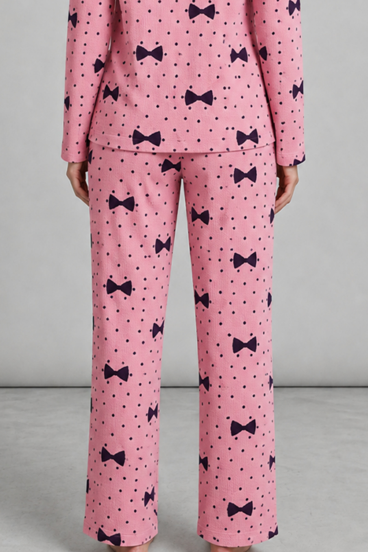 Kadın Uzun Kol Rahat Lila Pijama Takımı 4749 5