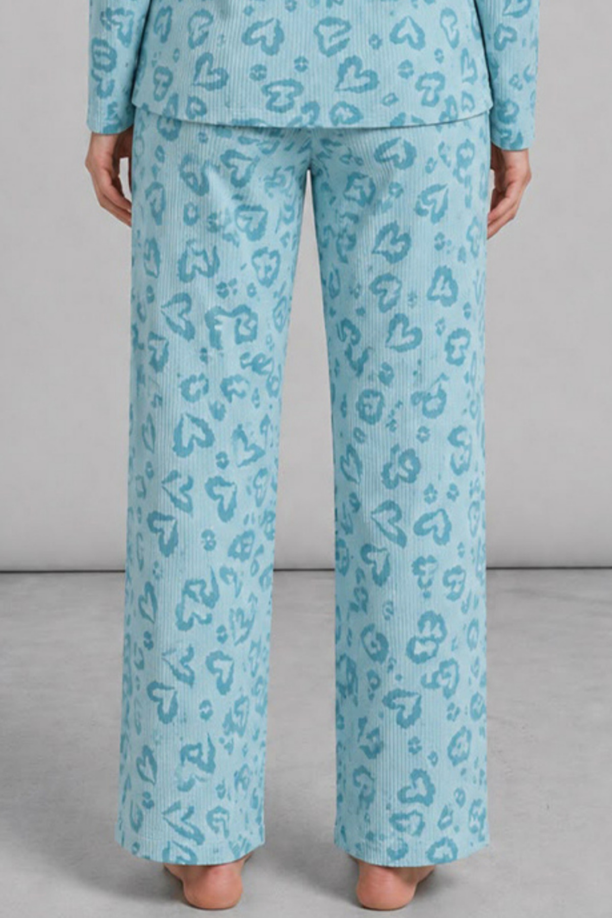 Kadın Uzun Kol Rahat Mavi Pijama Takımı 4761 6