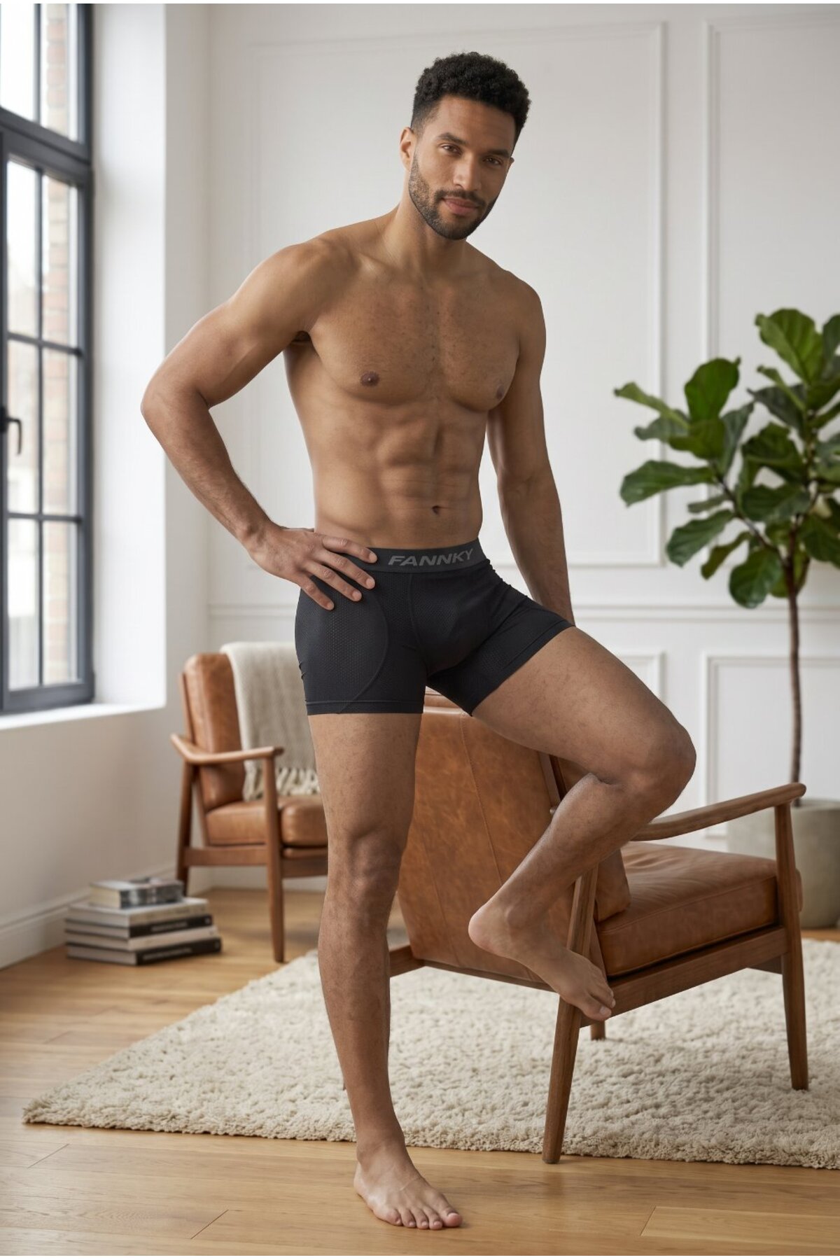 Erkek Rahat Esnek Seamless Siyah Boxer 5