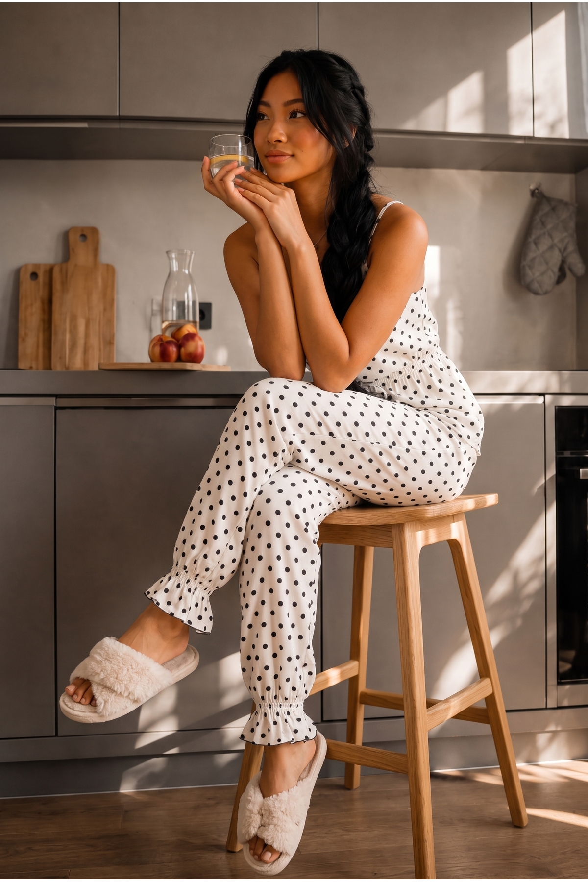 Kadın Homewear Tüylenmez İkili Beyaz Pijama Takımı 4