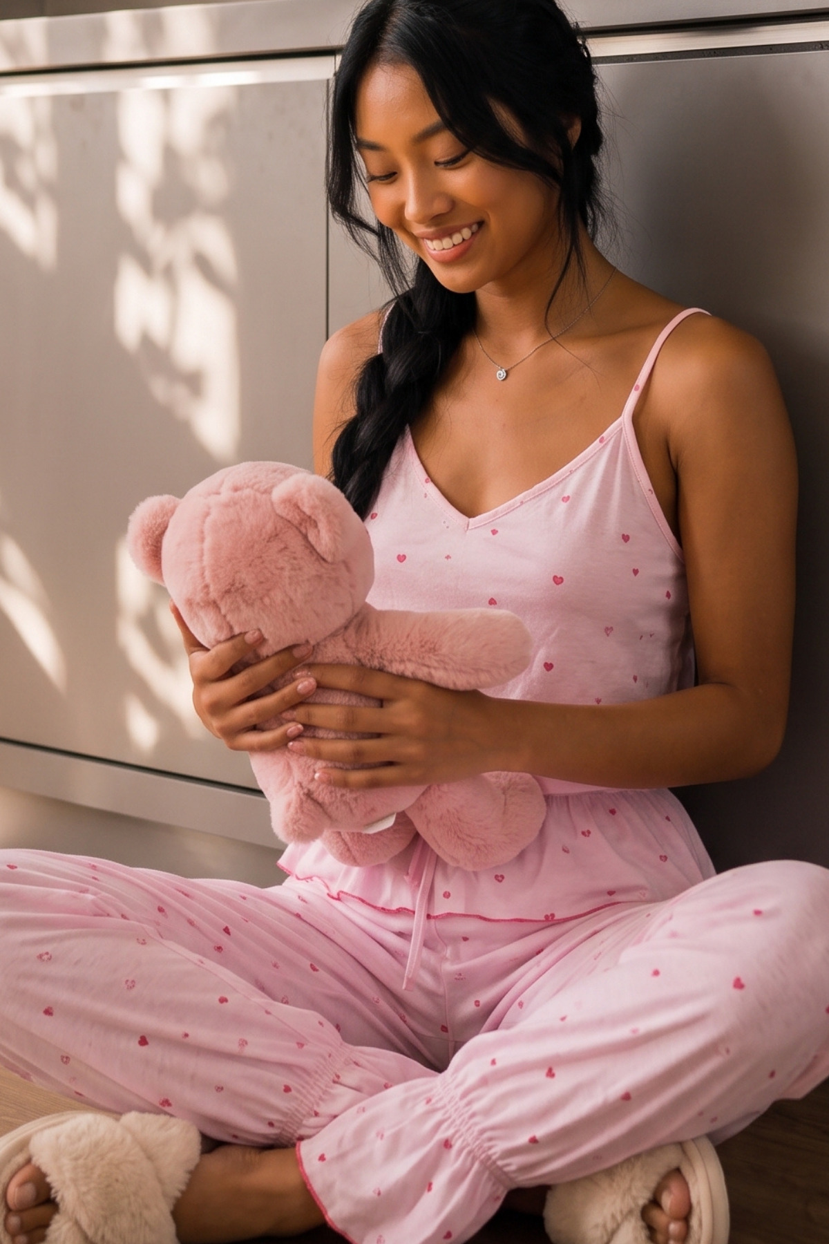 Kadın Homewear Tüylenmez İkili Pembe Pijama Takımı 6