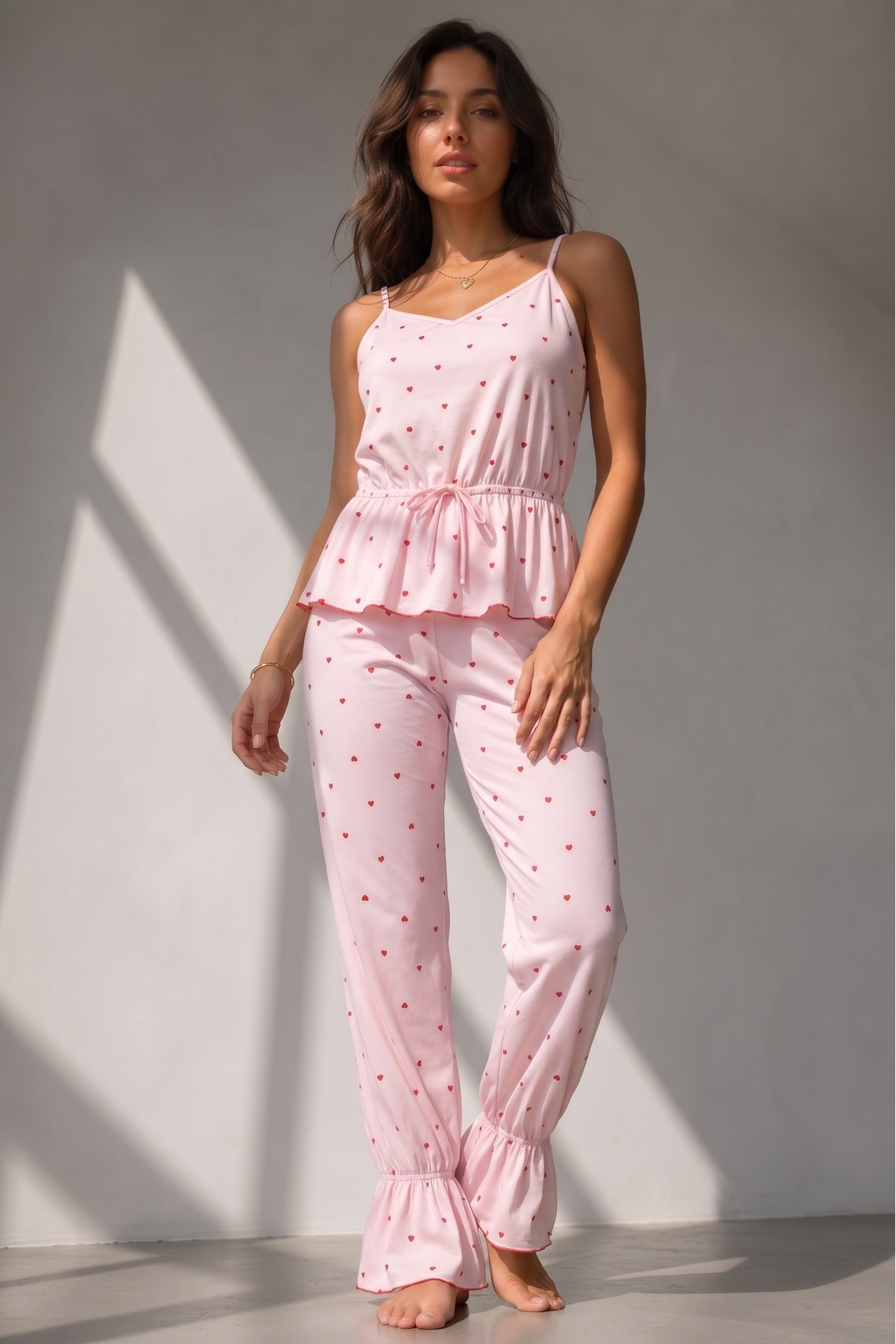 Kadın Regular Kesim Sezonsuz Pembe Pijama Takımı 5