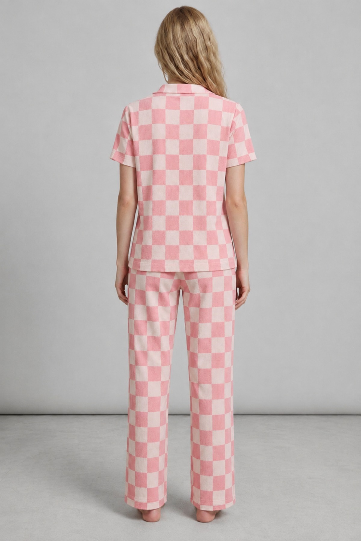 3 Adet Kadın Kısa Kollu Rahat Pijama Takımı Gri 6