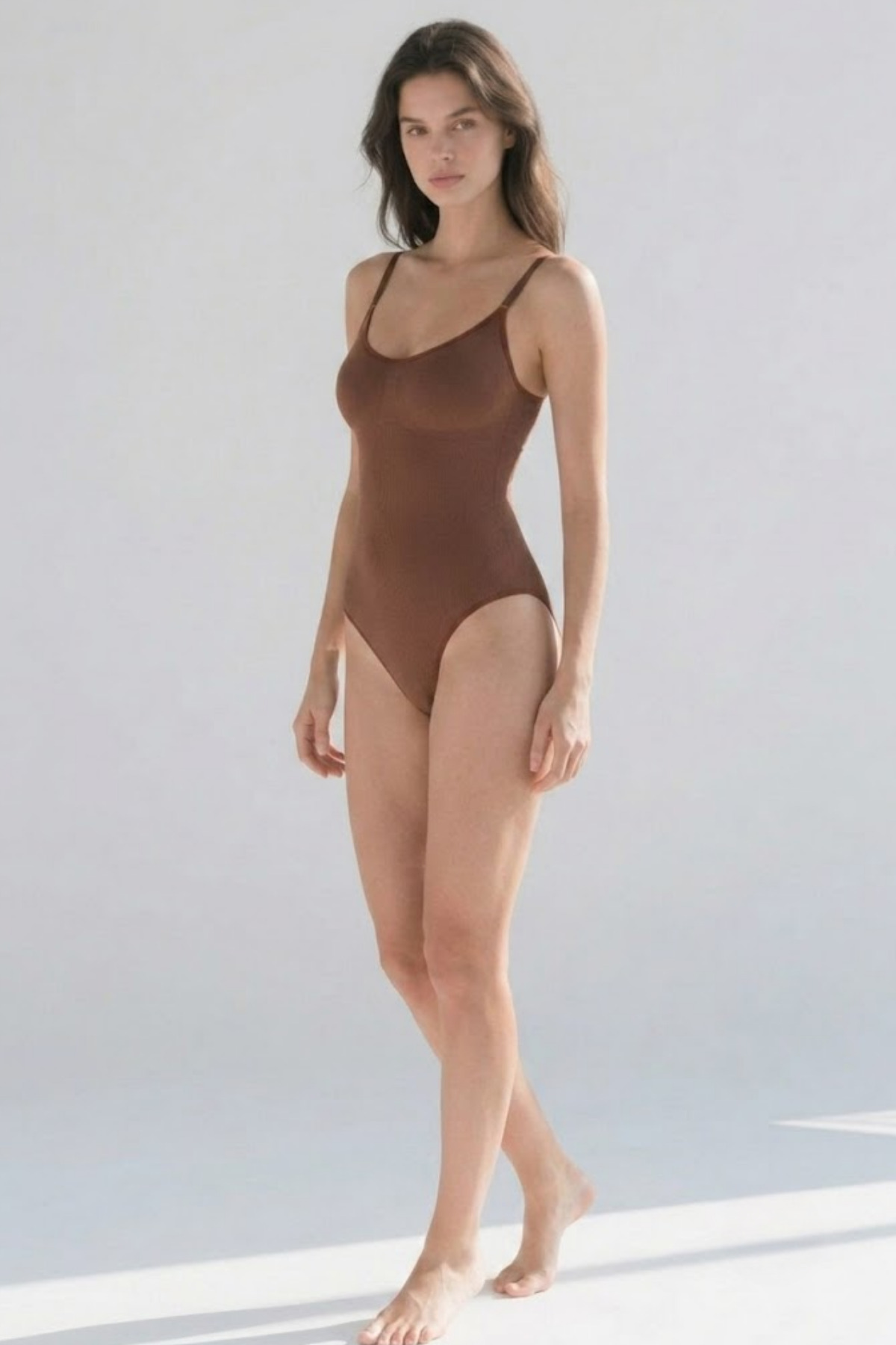 Kadın Poliamid Baskısız Sezonsuz Kahverengi Body 3