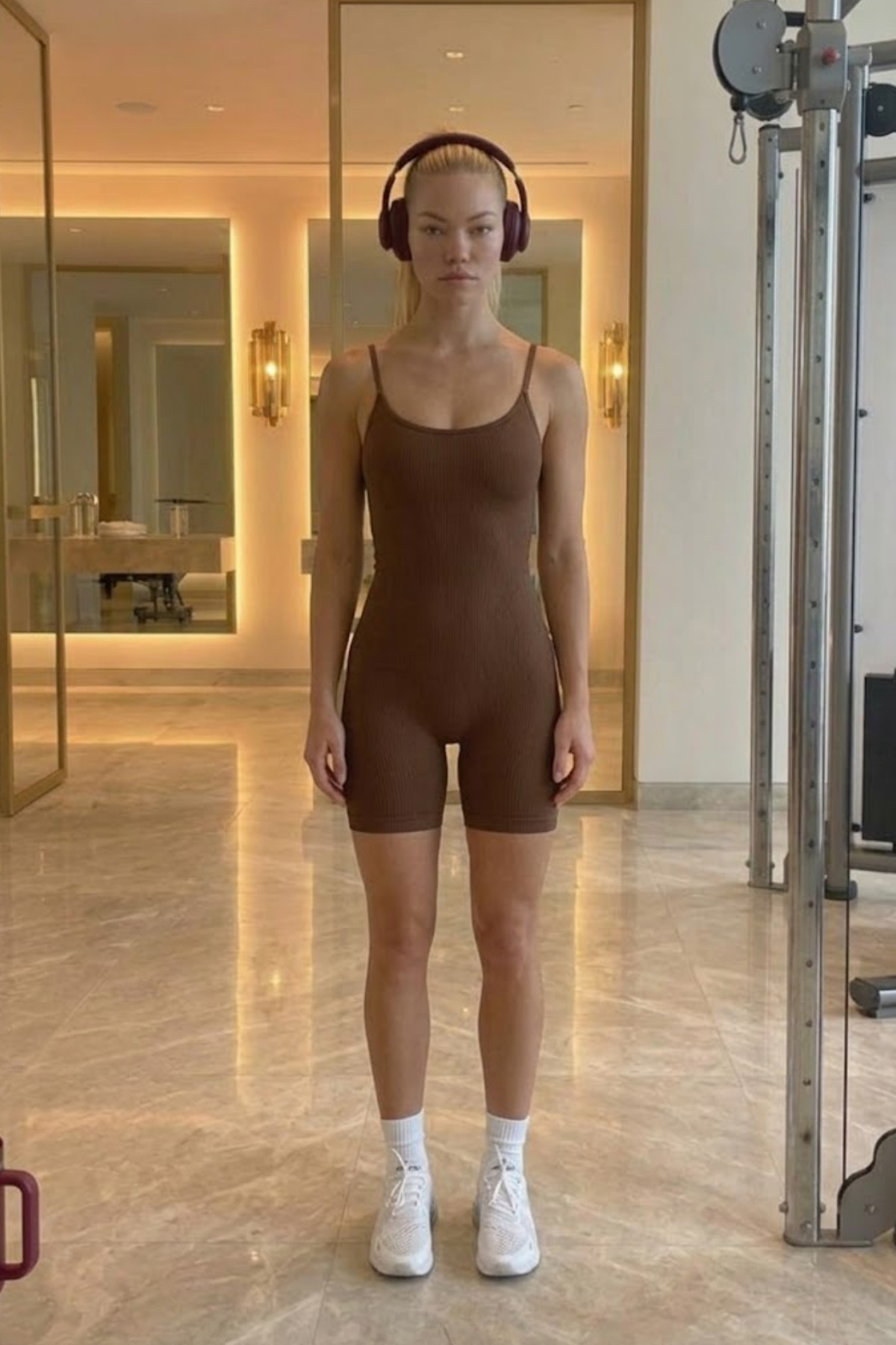 Kadın Havuz Yaka Esnek Kahverengi Dikişsiz Body 5