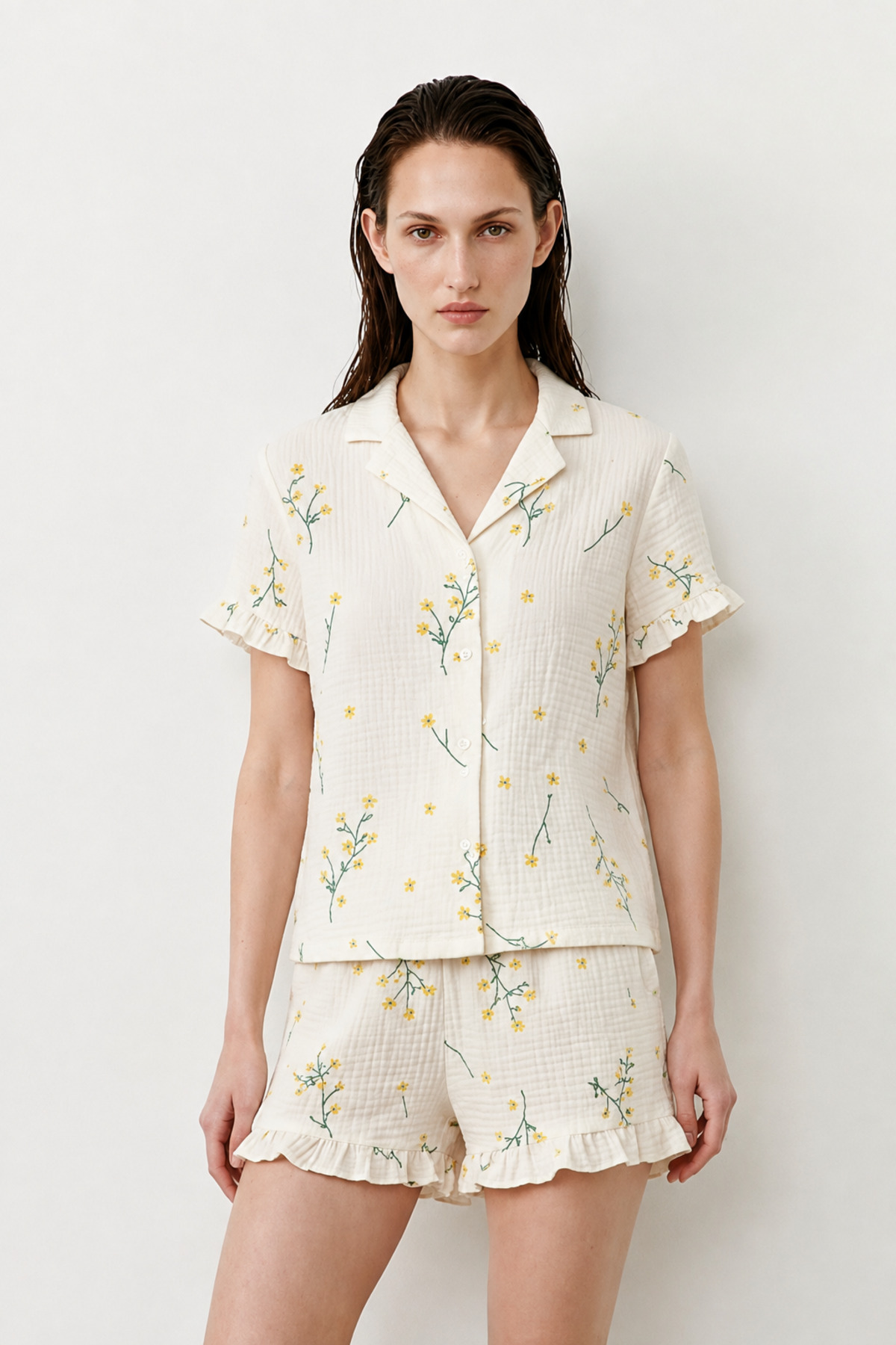 Kadın Relaxed Lastikli Çok Renkli Pijama Takımı 3