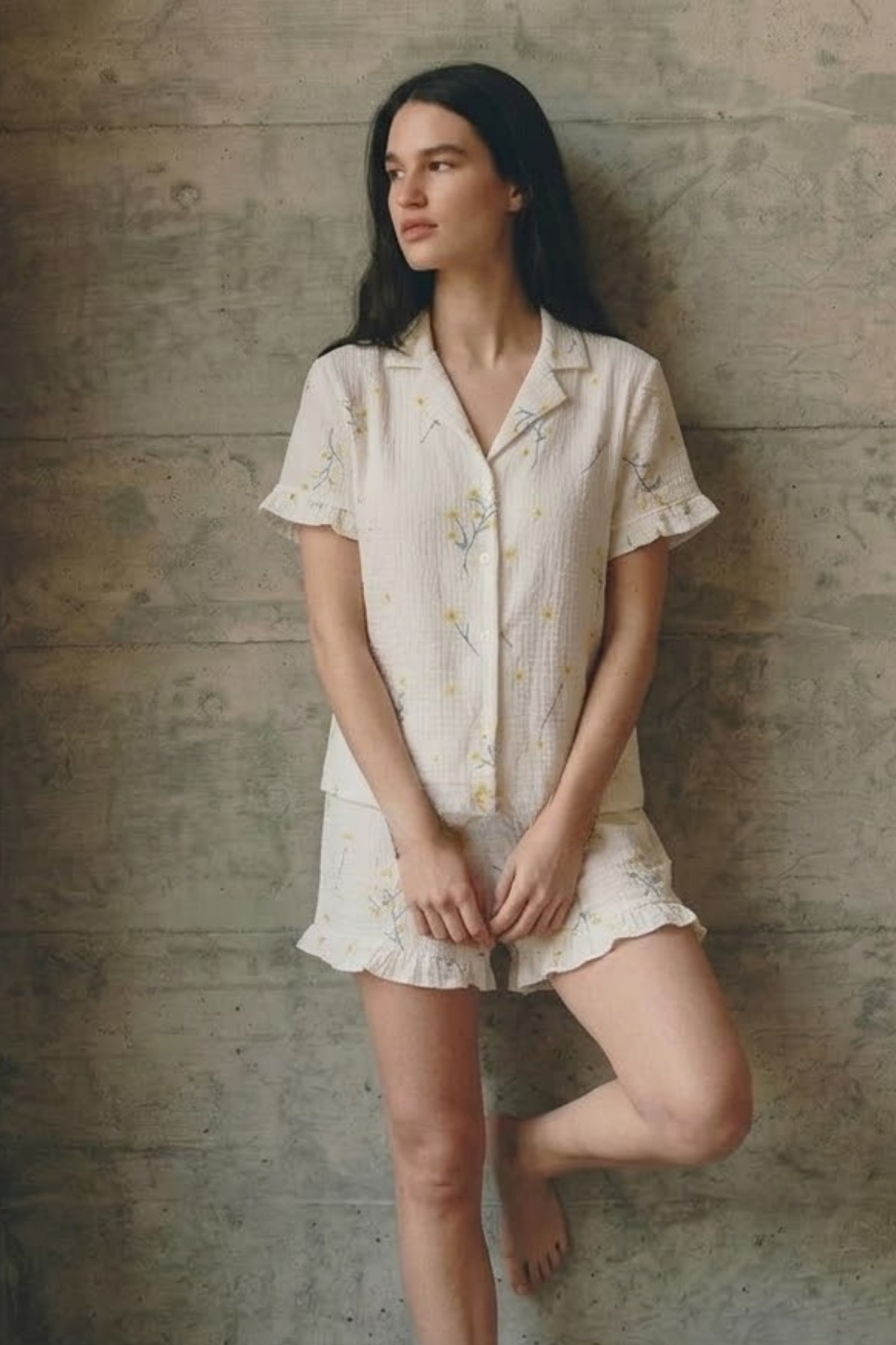Kadın V Yaka Comfort Fit Çok Renkli Pijama Takımı 4