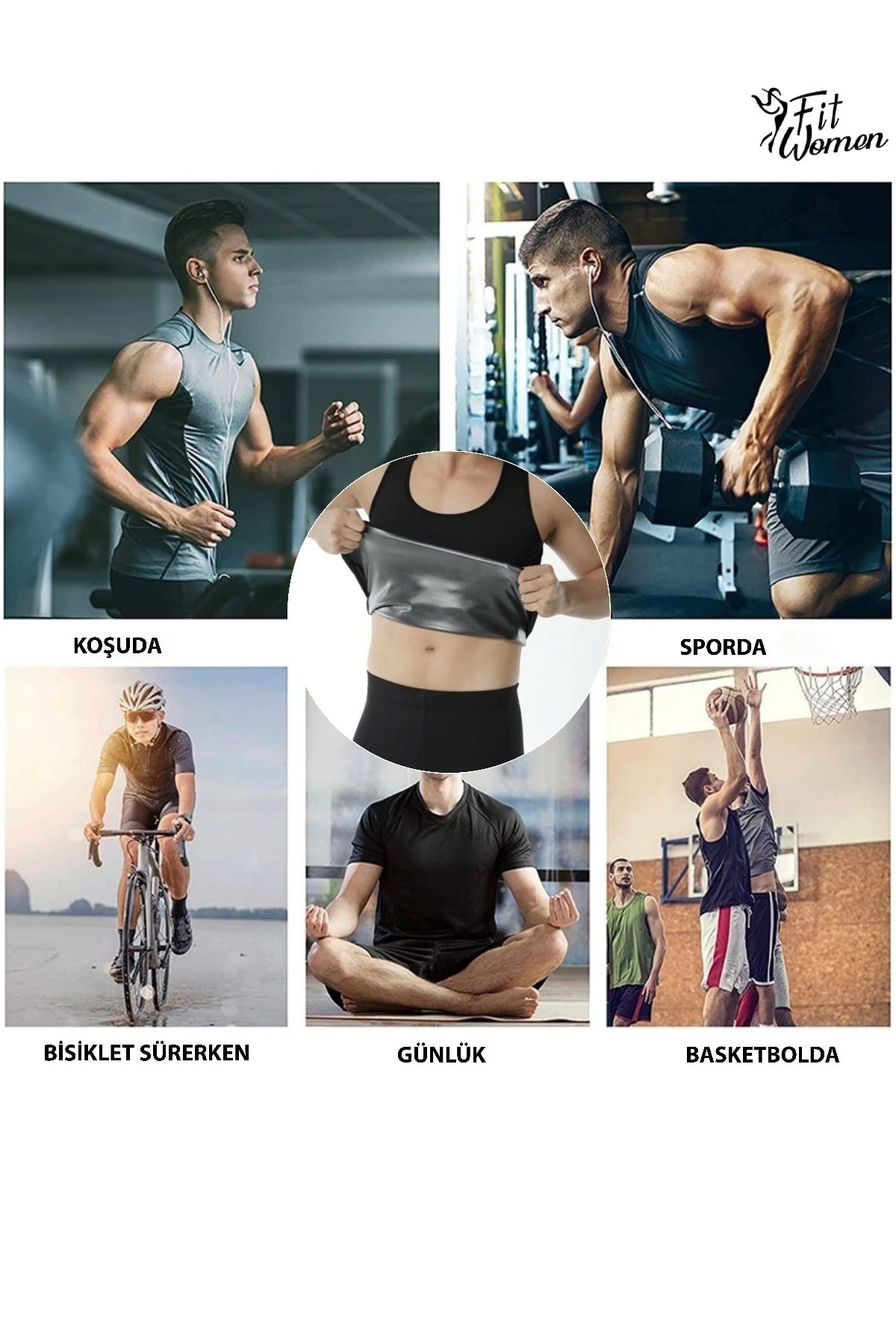 Termal Sauna Zayıflatma Ve Şekildirici Atlet Korse siyah 7