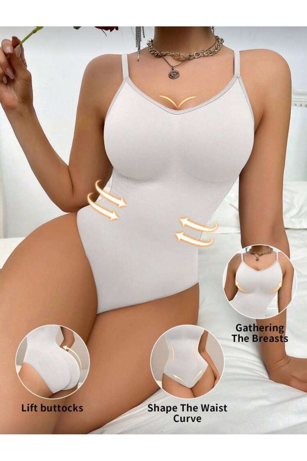 toparlayıcı günlük kullanıma uygun olan zıbın body korse 9051 Beyaz 4