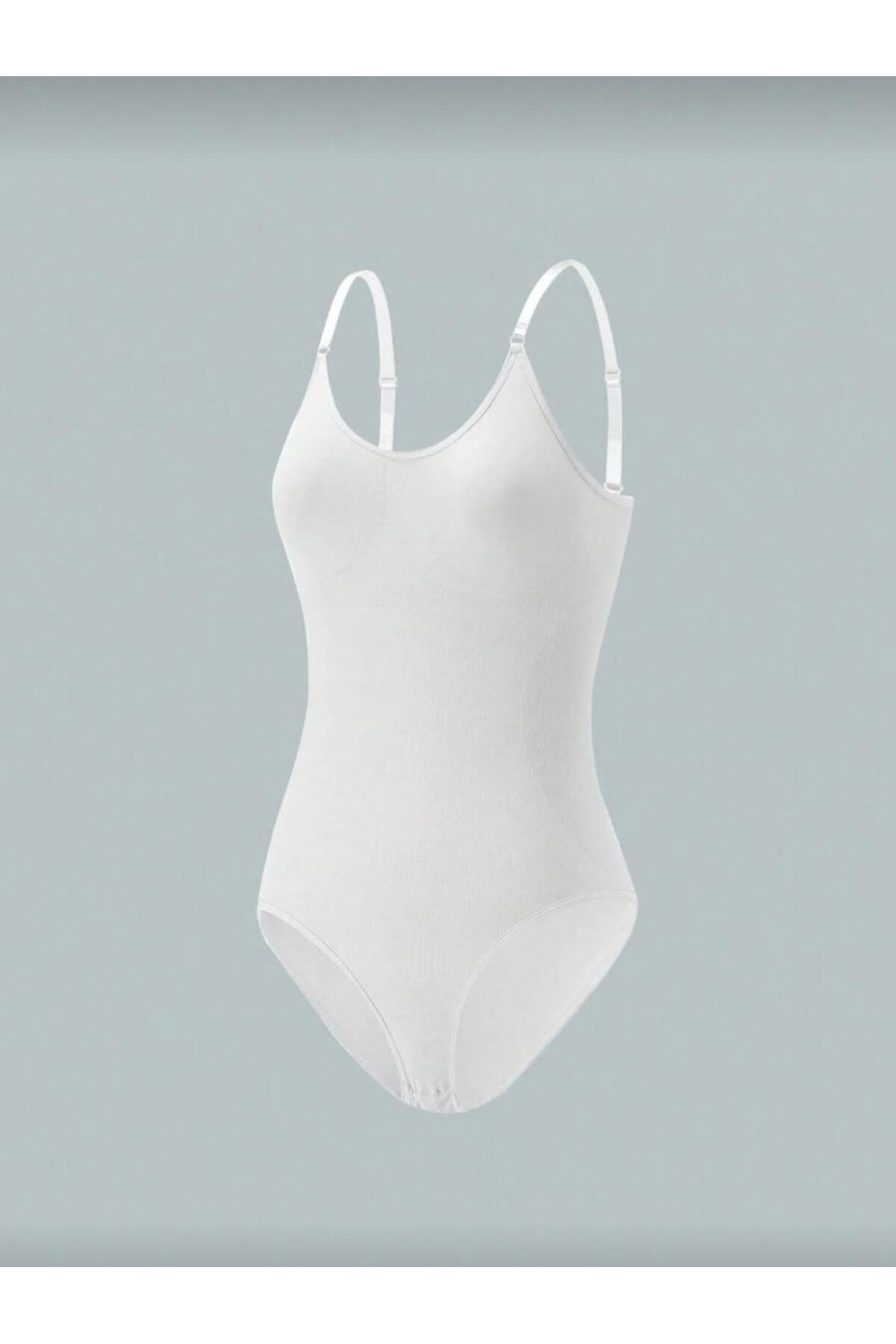 Seamless Zıbın Korse Çıtçıtlı Body 2 Beden İncelten Toparlayıcı Push Up Etkili Karın Bel Göbek Sıkılaştırıcı Kadın Body Korse 9051 Beyaz 4