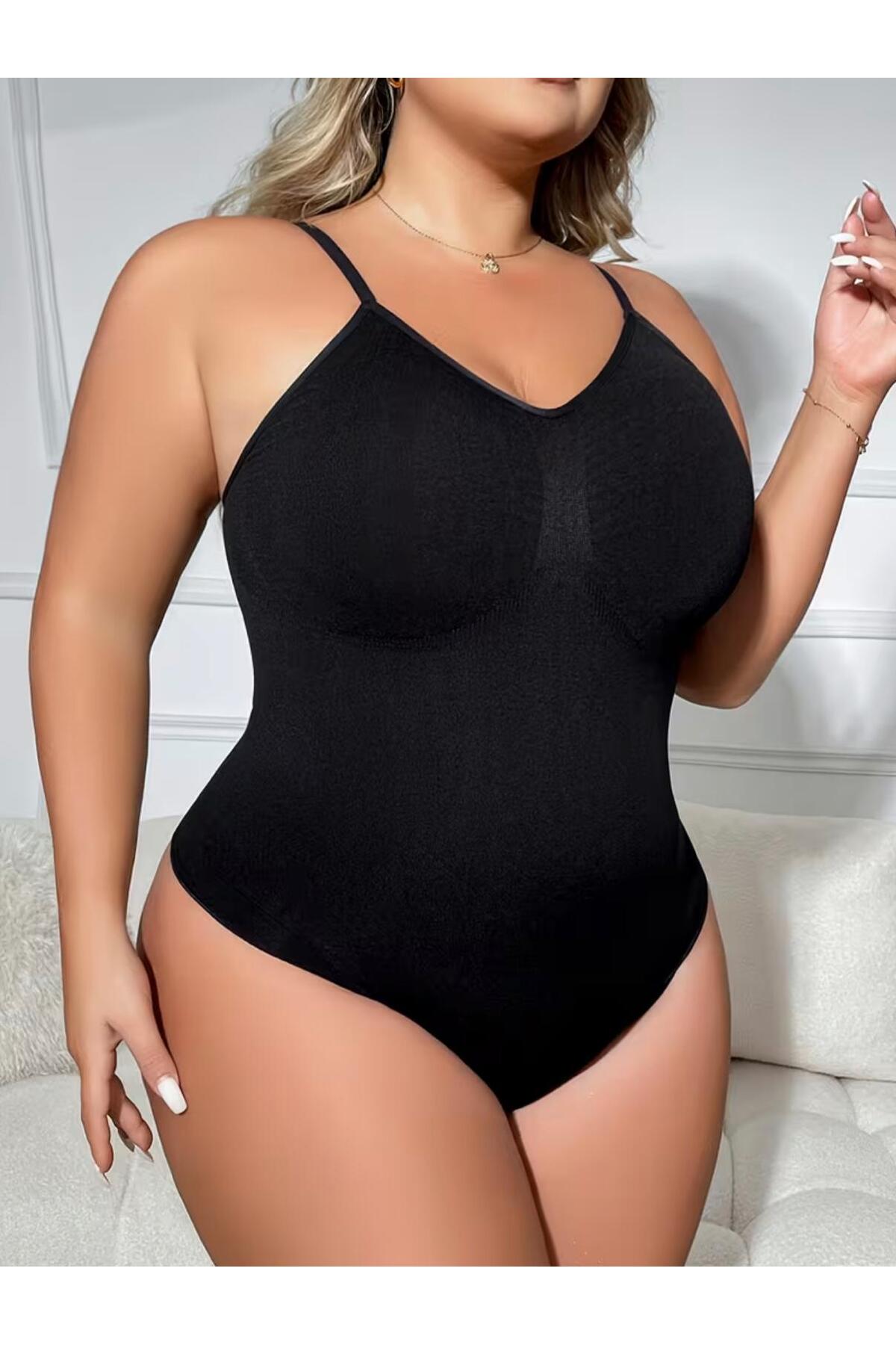 Seamless Zıbın Korse Çıtçıtlı Body 2 Beden İncelten Toparlayıcı Push Up Etkili Karın Bel Göbek Sıkılaştırıcı Kadın Body Korse 9051 Siyah 4