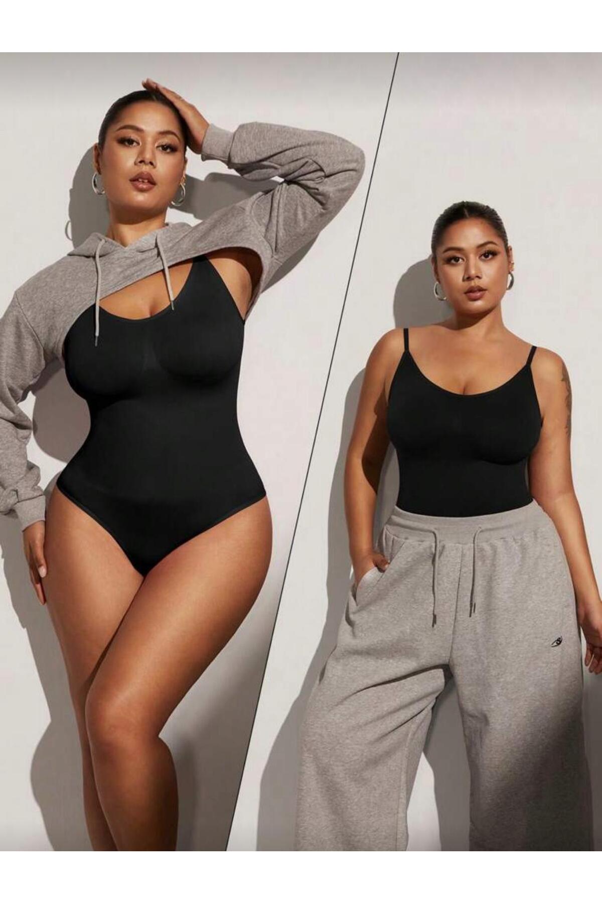 Seamless Zıbın Korse Çıtçıtlı Body 2 Beden İncelten Toparlayıcı Push Up Etkili Karın Bel Göbek Sıkılaştırıcı Kadın Body Korse 9051 Siyah 5