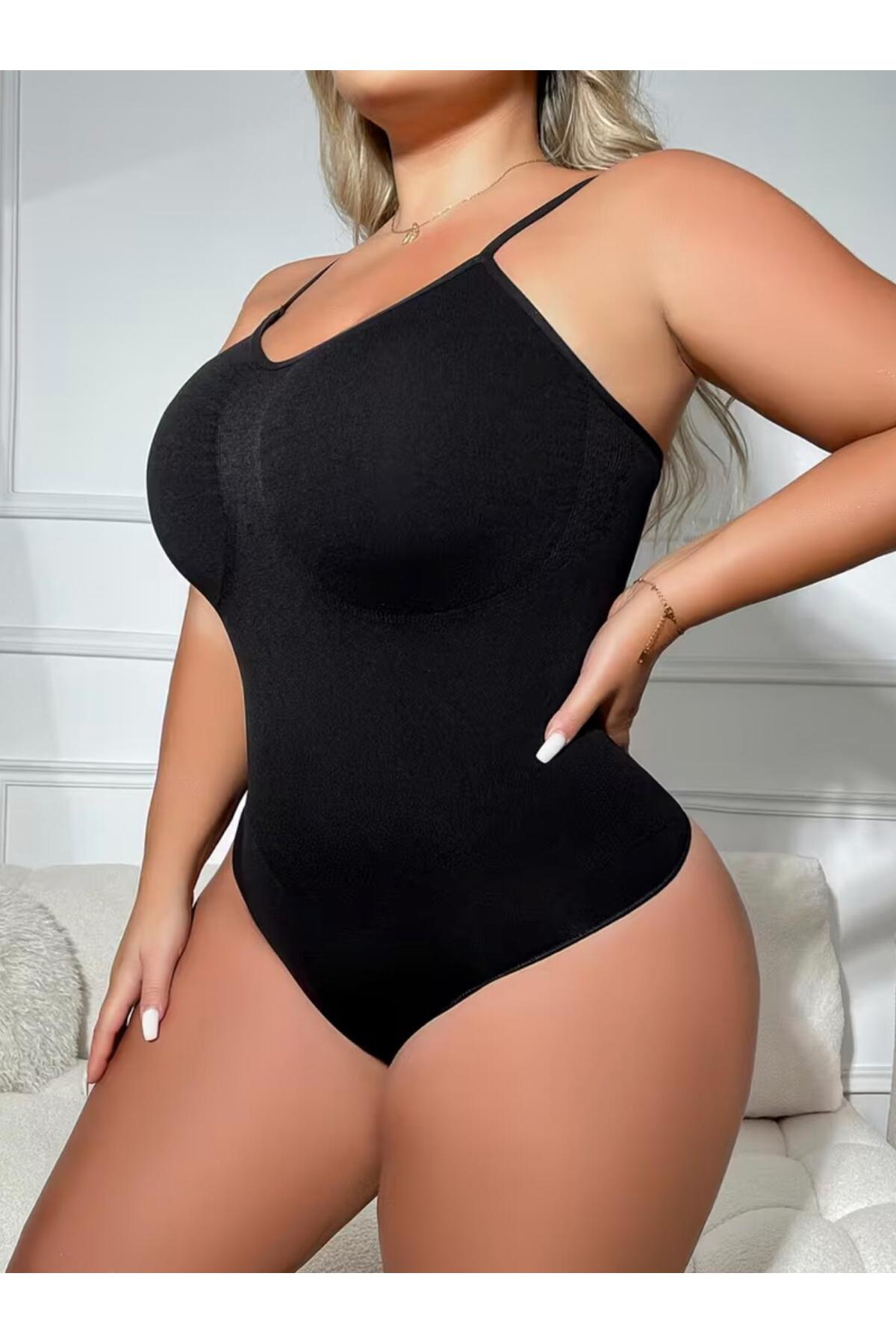 Seamless Zıbın Korse Çıtçıtlı Body 2 Beden İncelten Toparlayıcı Push Up Etkili Karın Bel Göbek Sıkılaştırıcı Kadın Body Korse 9051 Siyah 6