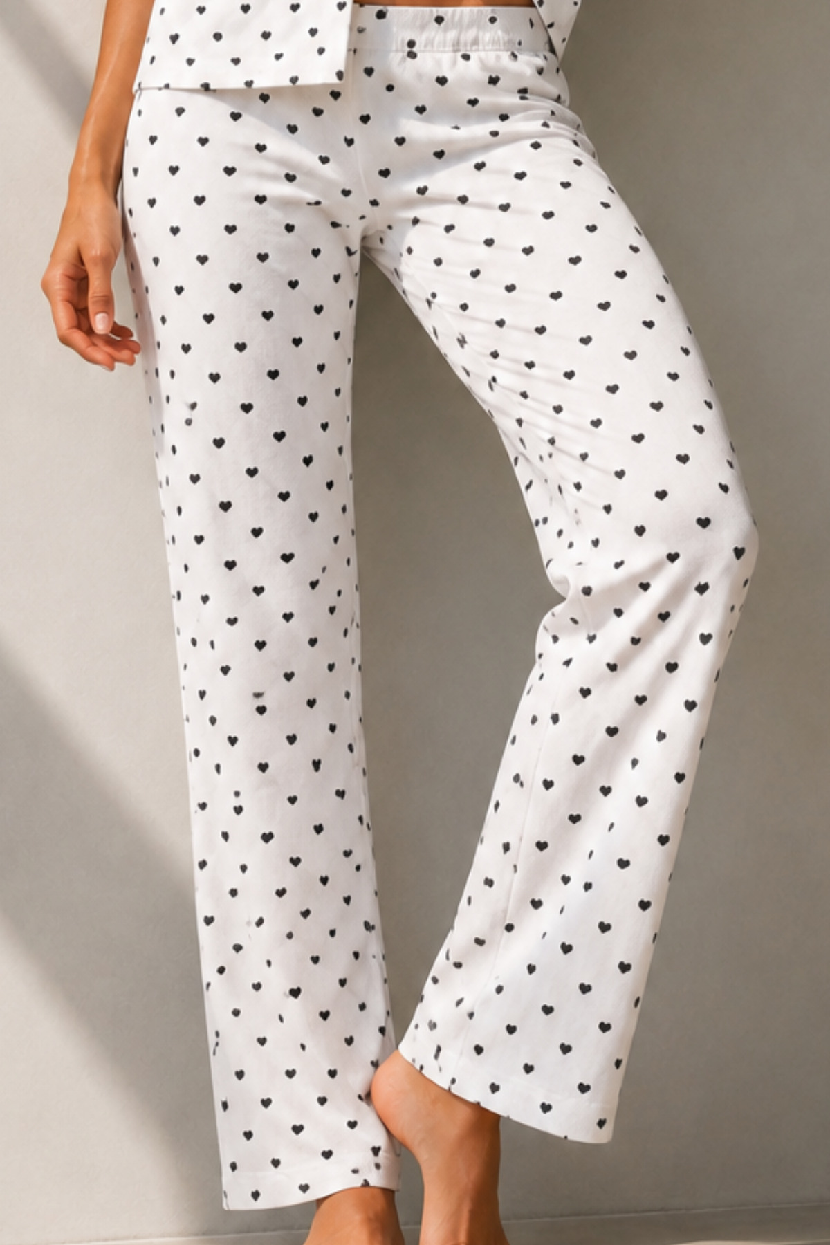 Kadın Klasik Doğal Düğme Gece Kar Beyaz Pijama Takımı 4