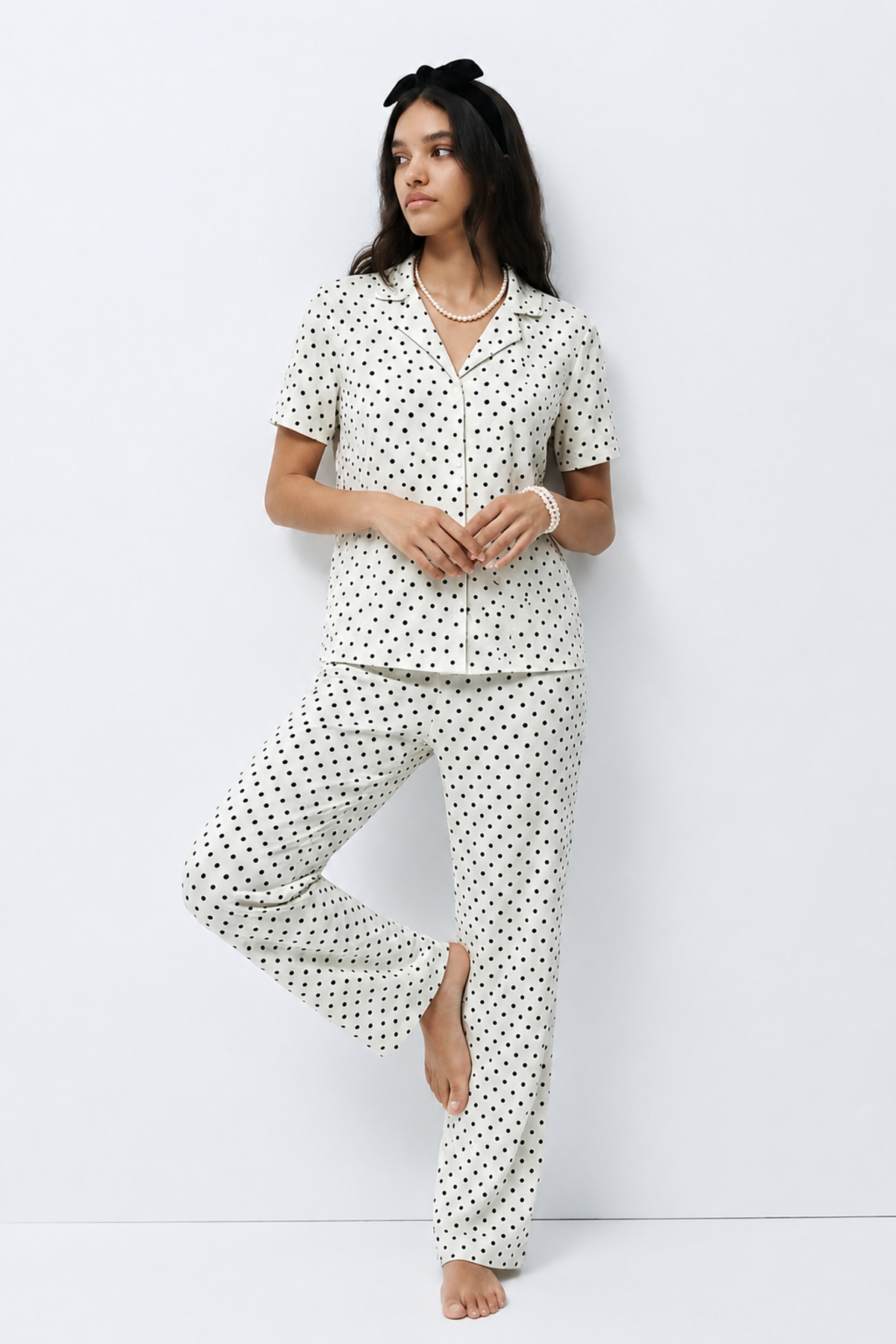 Standart Boy Elastanlı Kar Beyaz Pijama Takımı 6