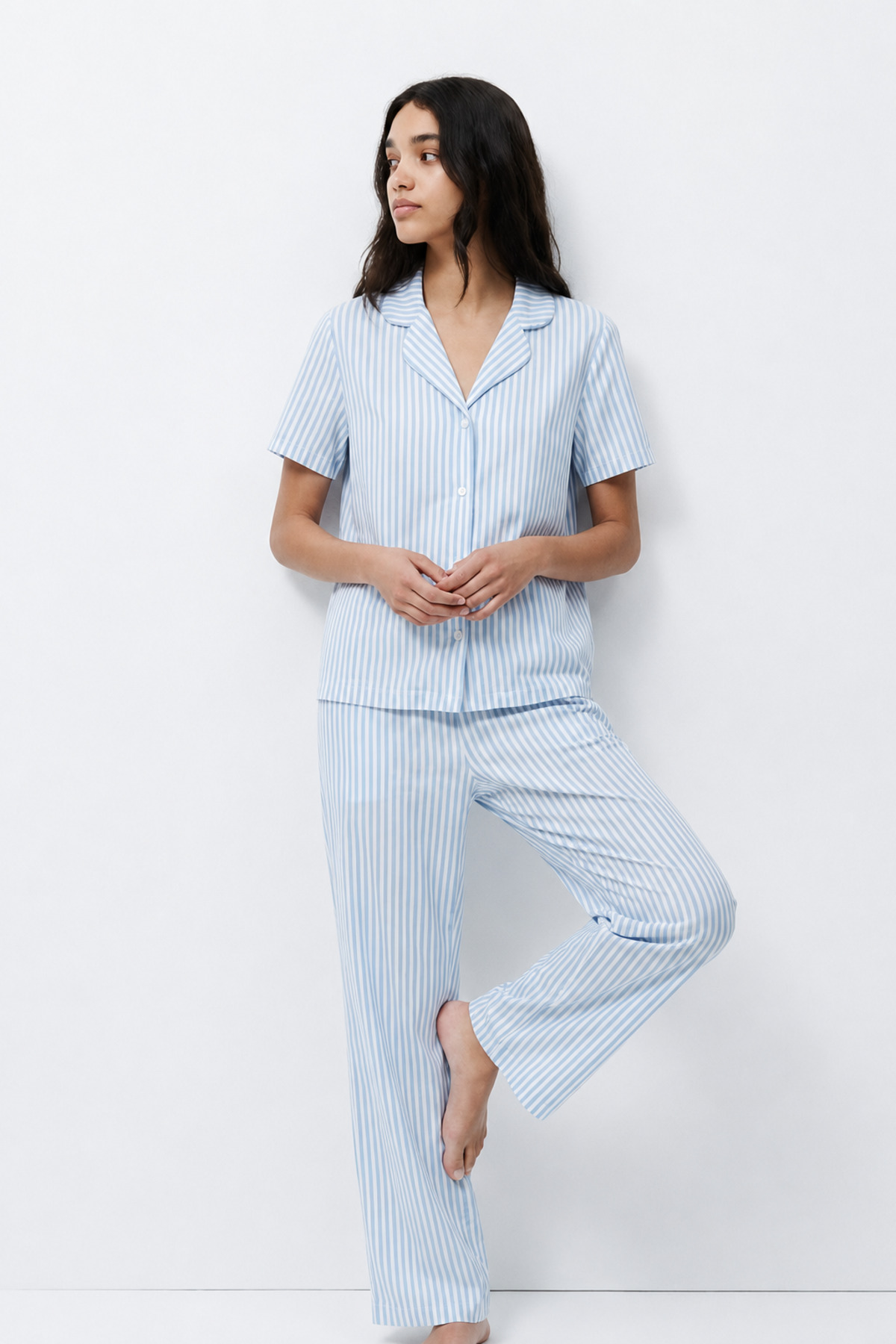 Standart Boy Elastanlı Mavi Pijama Takımı 5
