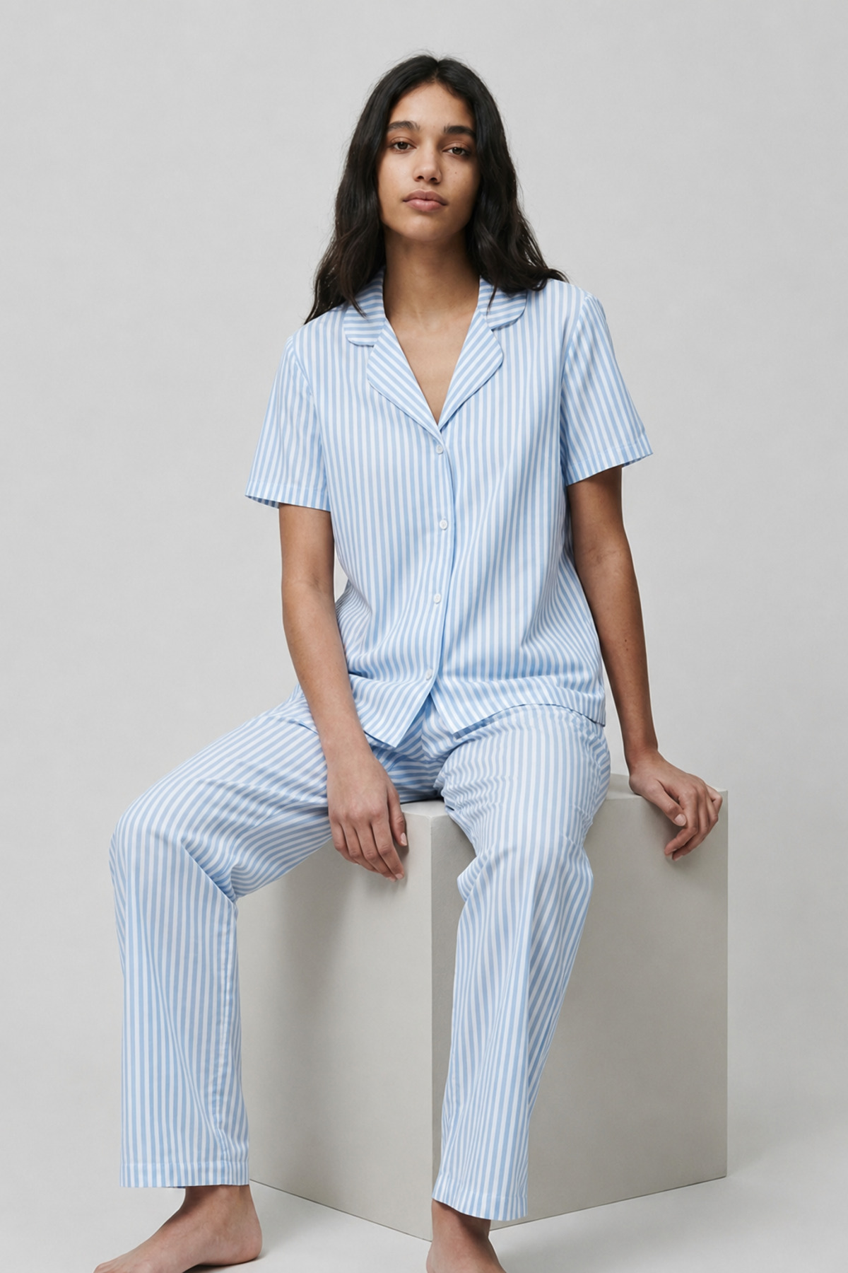 Standart Boy Elastanlı Mavi Pijama Takımı 4