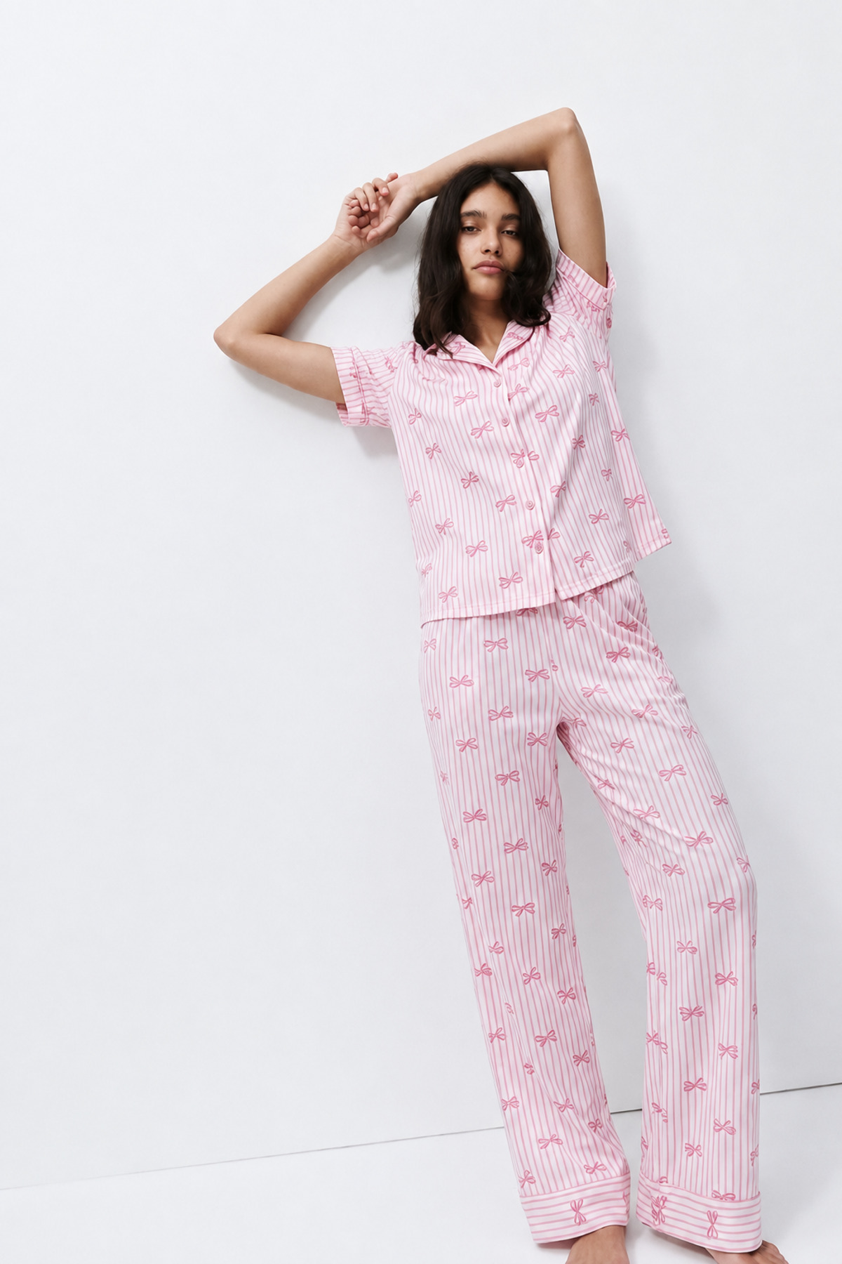 Standart Boy Elastanlı Pembe Pijama Takımı 5