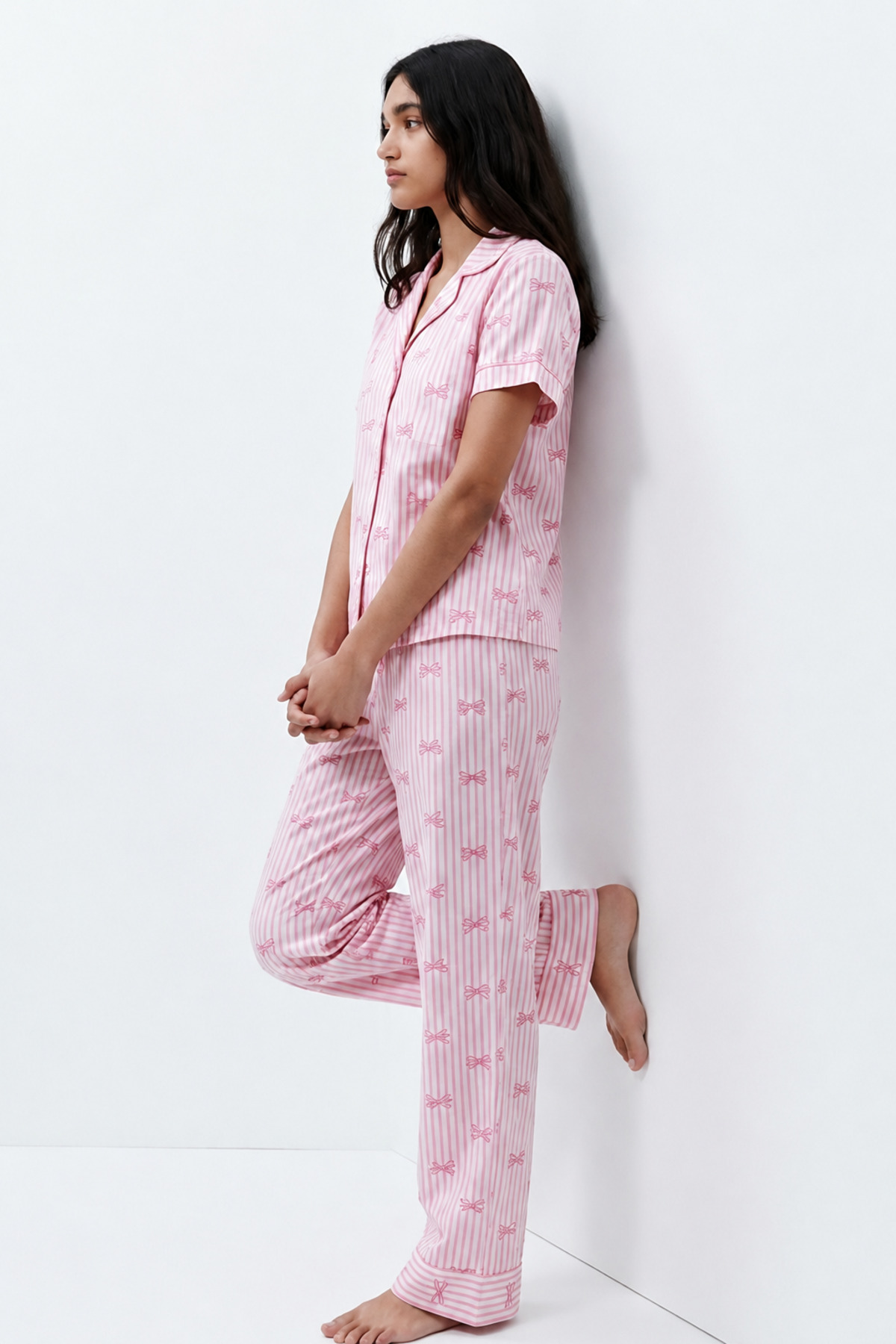 Standart Boy Elastanlı Pembe Pijama Takımı 3
