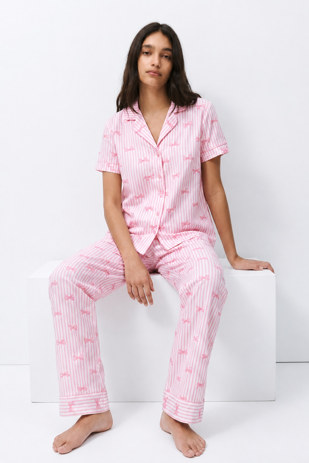 Standart Boy Elastanlı Pembe Pijama Takımı 6