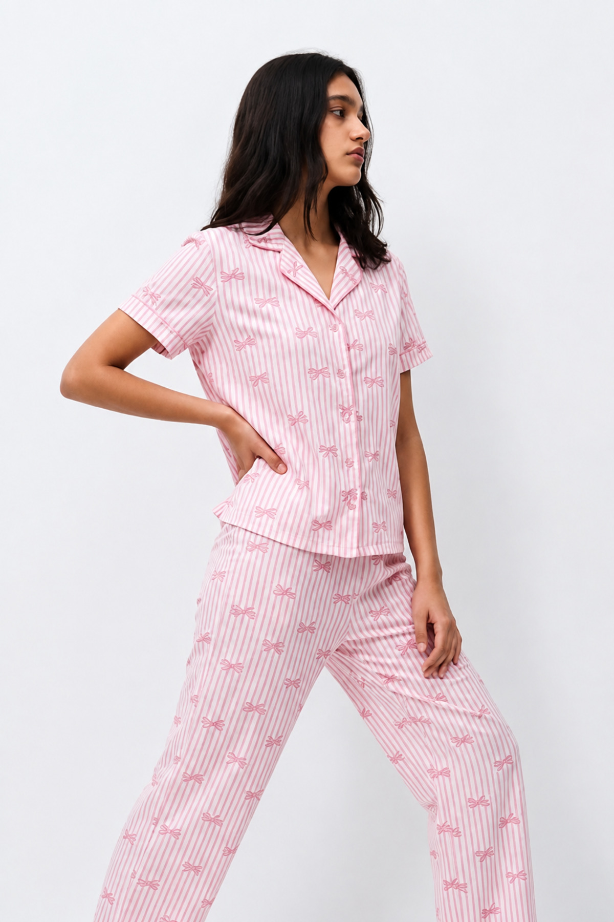 Standart Boy Elastanlı Pembe Pijama Takımı 4