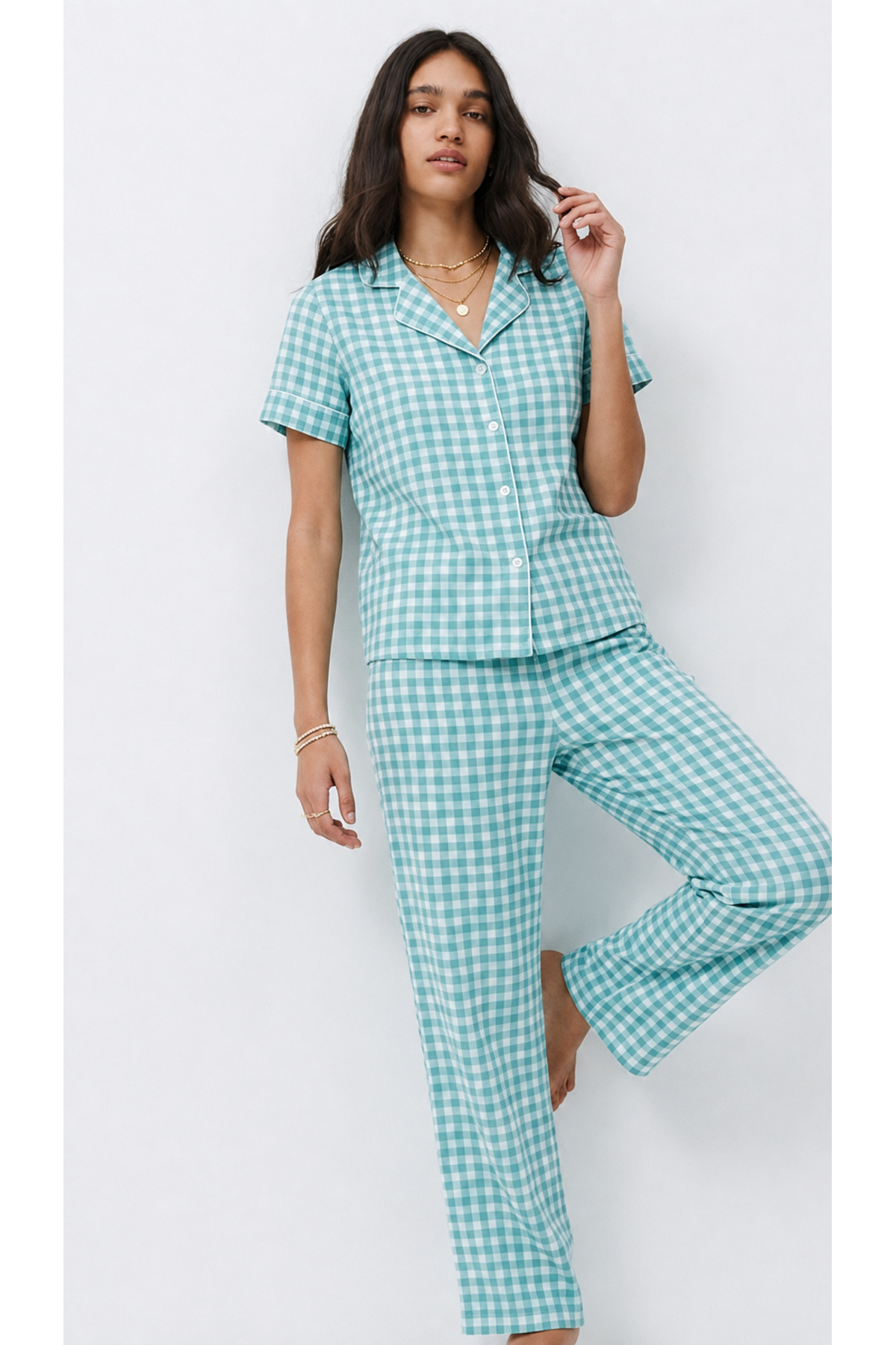 Standart Boy Elastanlı Su Yeşili Pijama Takımı 5