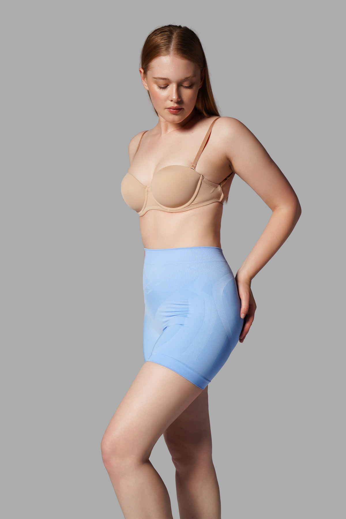 Push Up Seamless Dikişsiz Popo Şekillendirici Kısa Paçalı Korse 2064 Mavi 4
