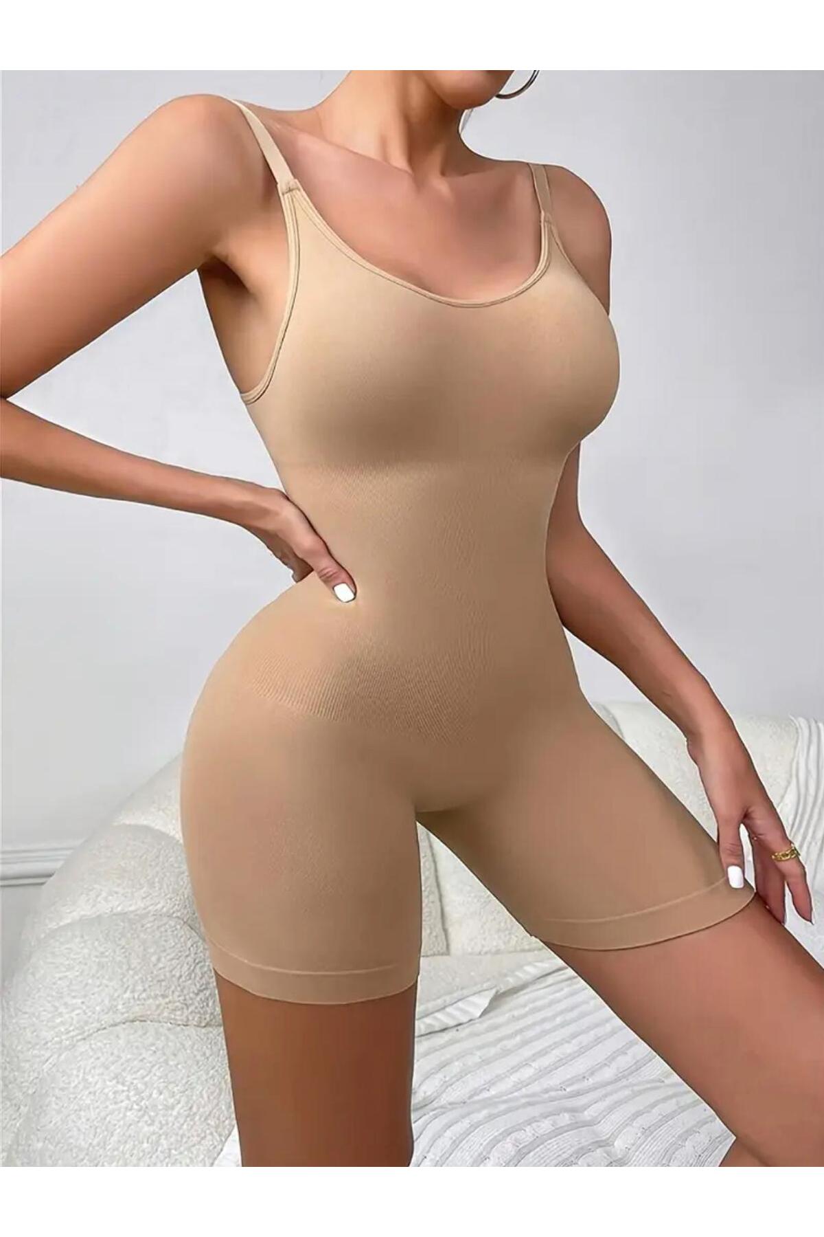 body yüksek bel tam boy 9050 Bej 3