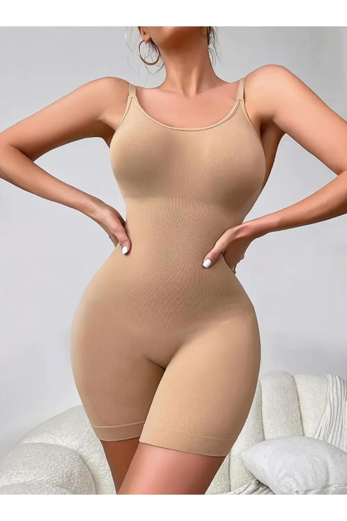 body yüksek bel tam boy 9050 Bej 4