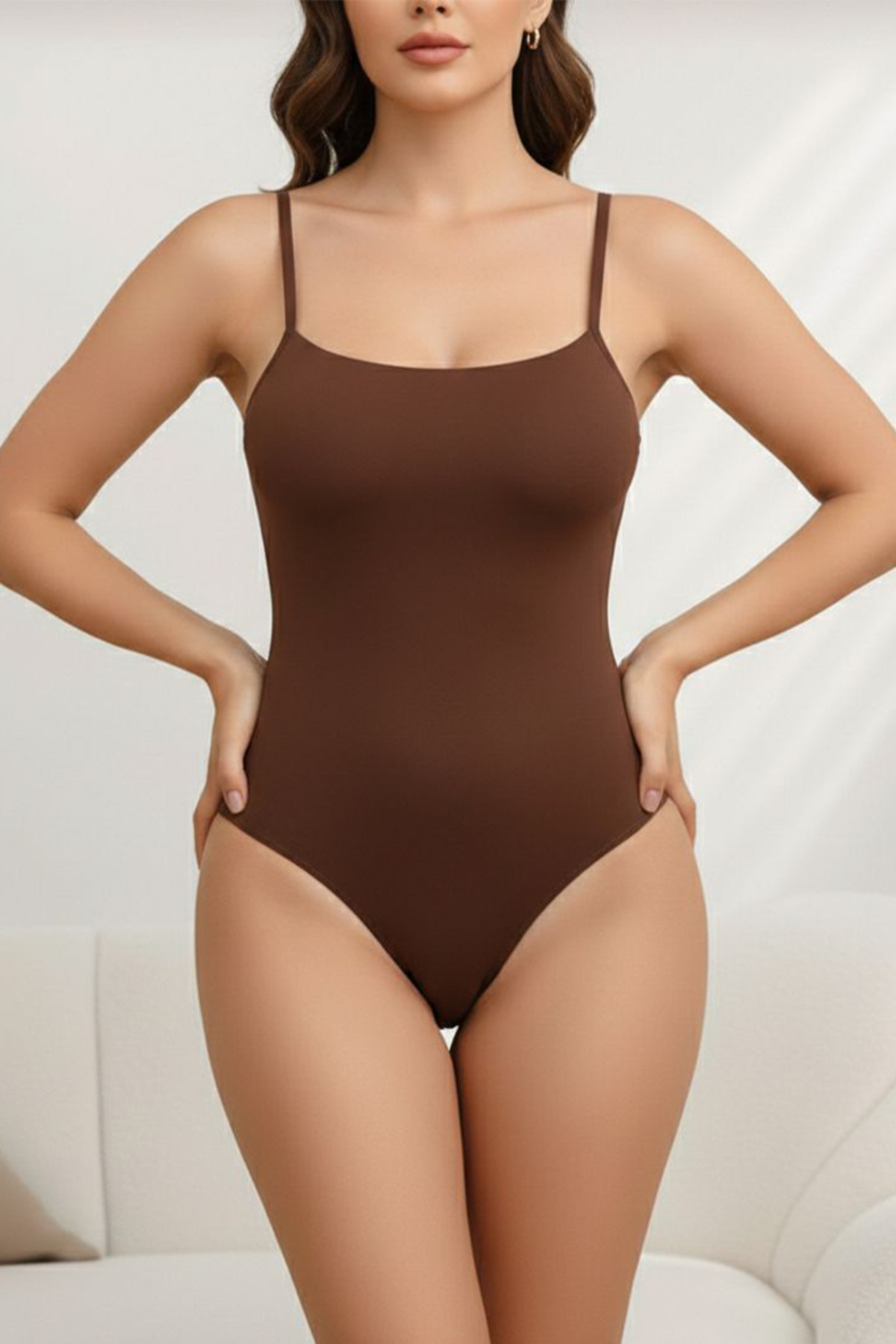 örme kumaş zıbın string model toparlayıcı body 9052 Kahverengi 4