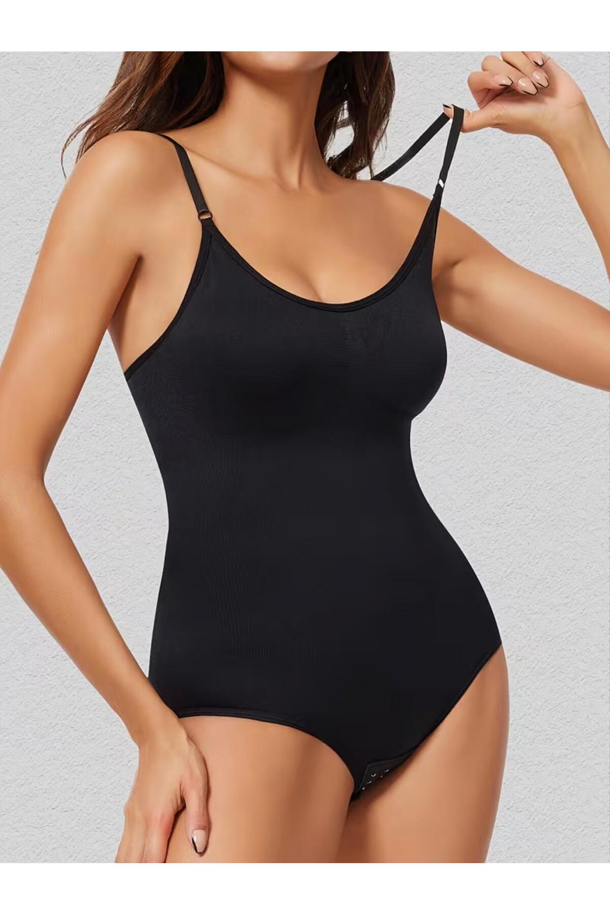 örme kumaş zıbın string model toparlayıcı body 9052 Siyah 4