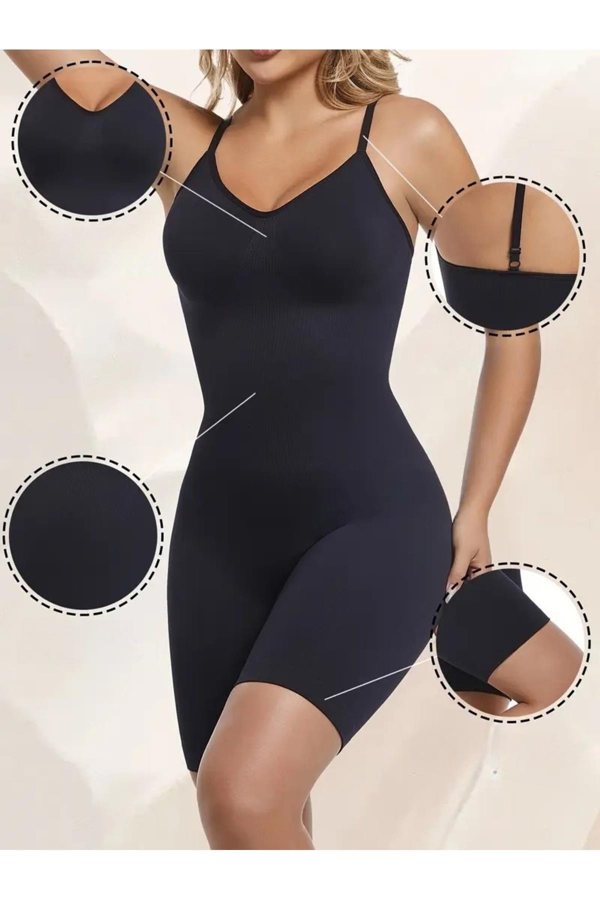 toparlayıcı yüksek bel tam boy body 9050 Siyah 3